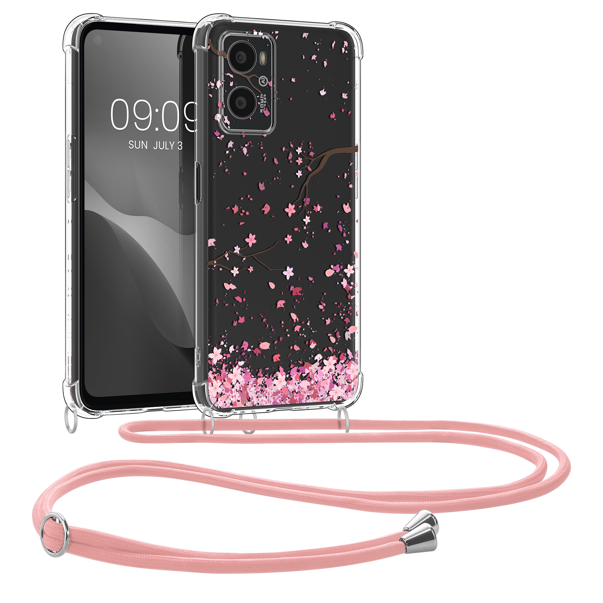 Kryt na mobil Oppo A76 / A96 kwmobile crossbody s šňůrkou cherry blossoms -