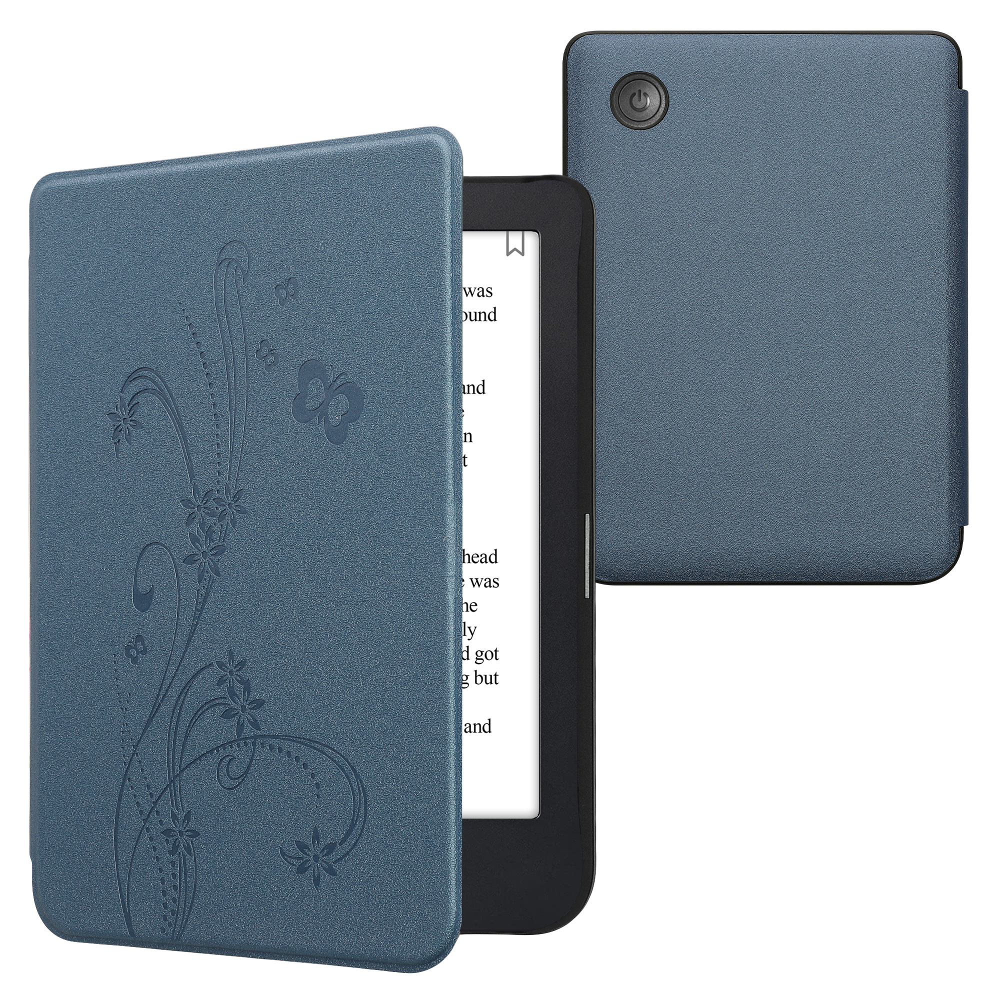 Flip pouzdro na čtečku s magnetem Kobo Clara 2E/Tolino Shine 4 Butterfly Tendril tmavě modré