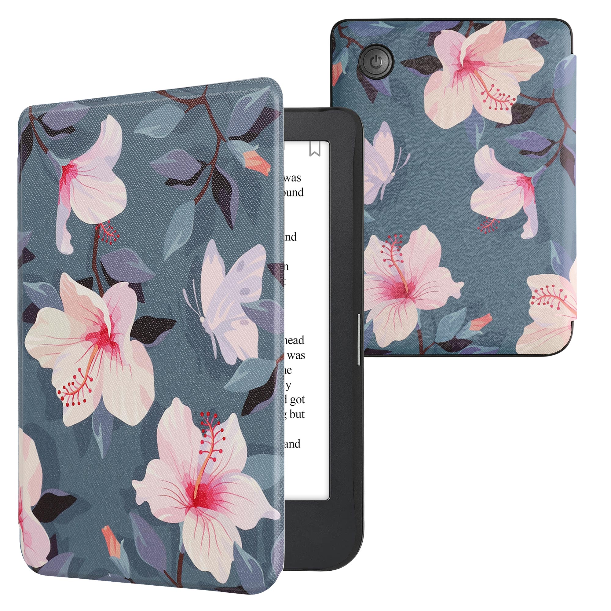 Obal pro Kobo Clara 2E / Tolino Shine 4 kwmobile - motiv fuchsie s bílá / růžová / fialová