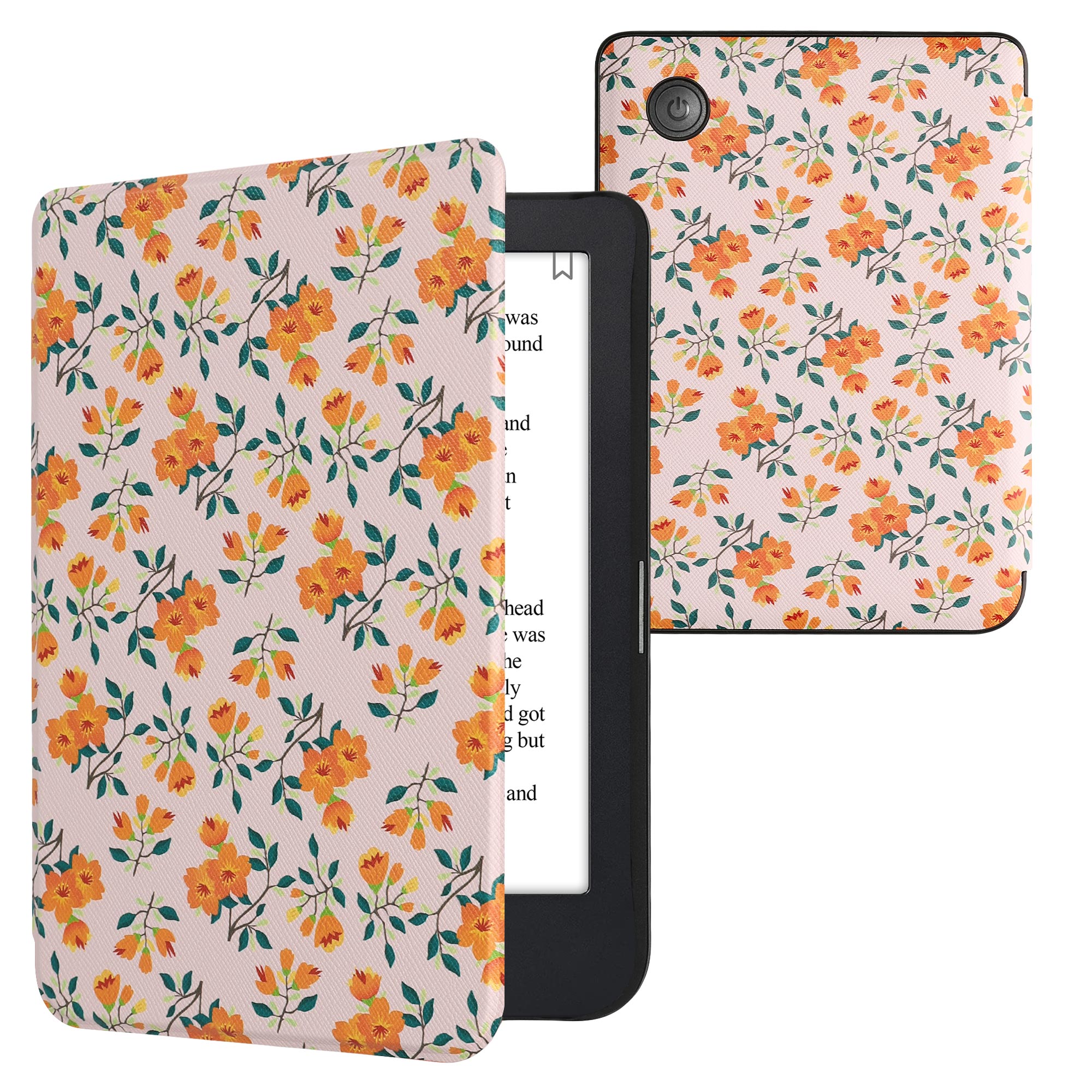 Flip pouzdro na čtečku s magnetem Kobo Clara 2E/Tolino Shine 4 Yellow Flowers žluto-zeleno-béžové