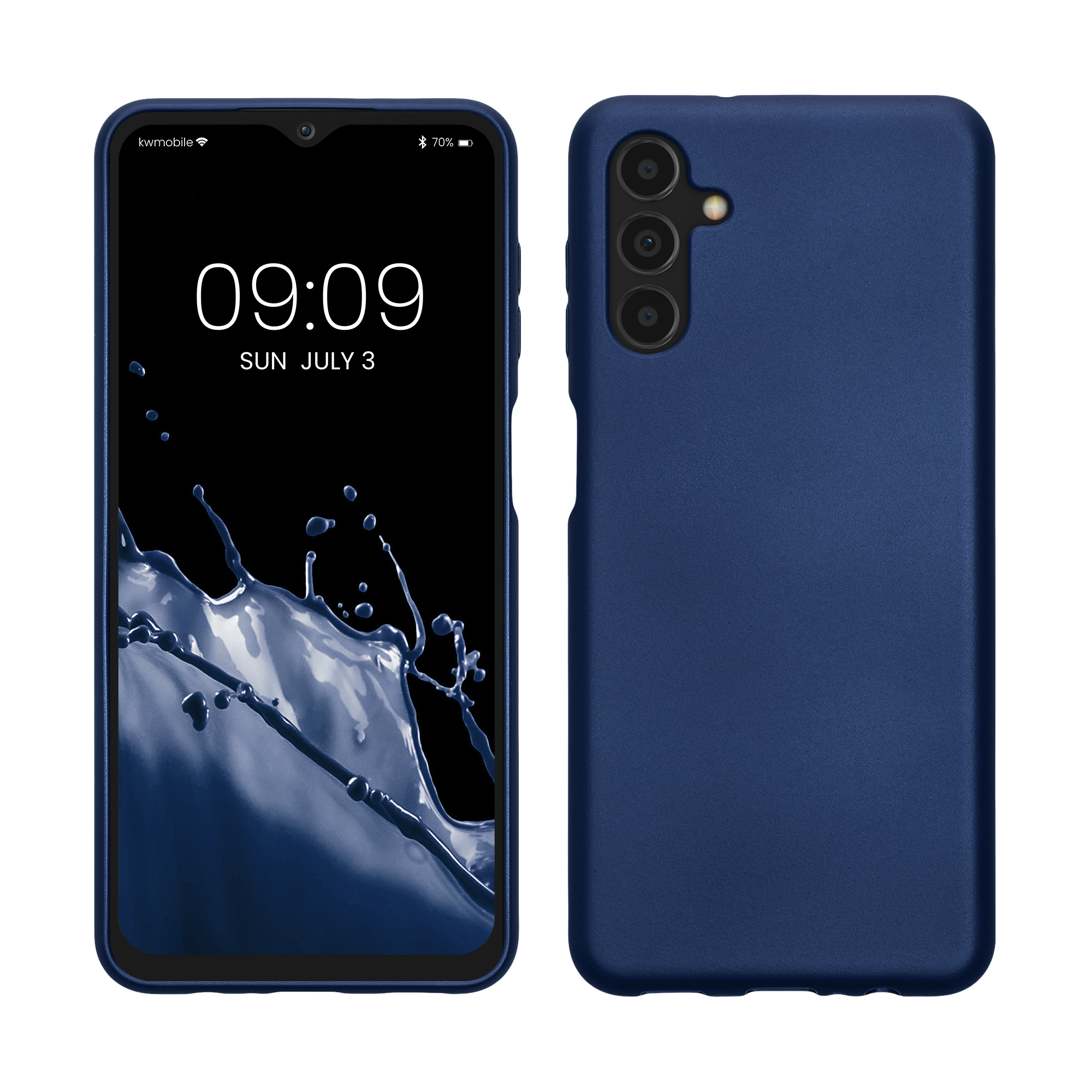 Kryt na mobil Samsung Galaxy A04s kwmobile Metallic metalicky modrý