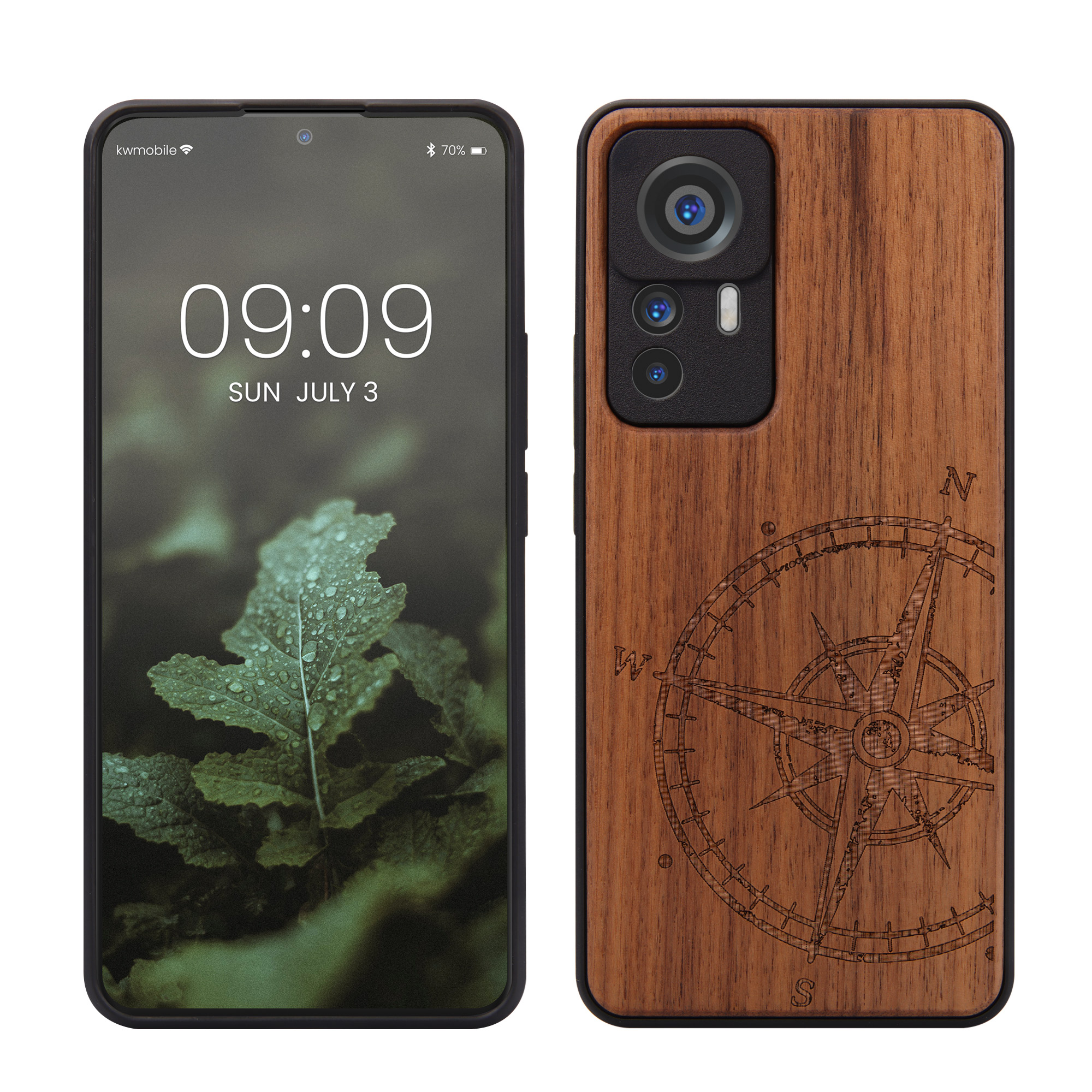 Kryt na mobil Xiaomi 12T / 12T Pro kwmobile dřevěný tmavě hnědá