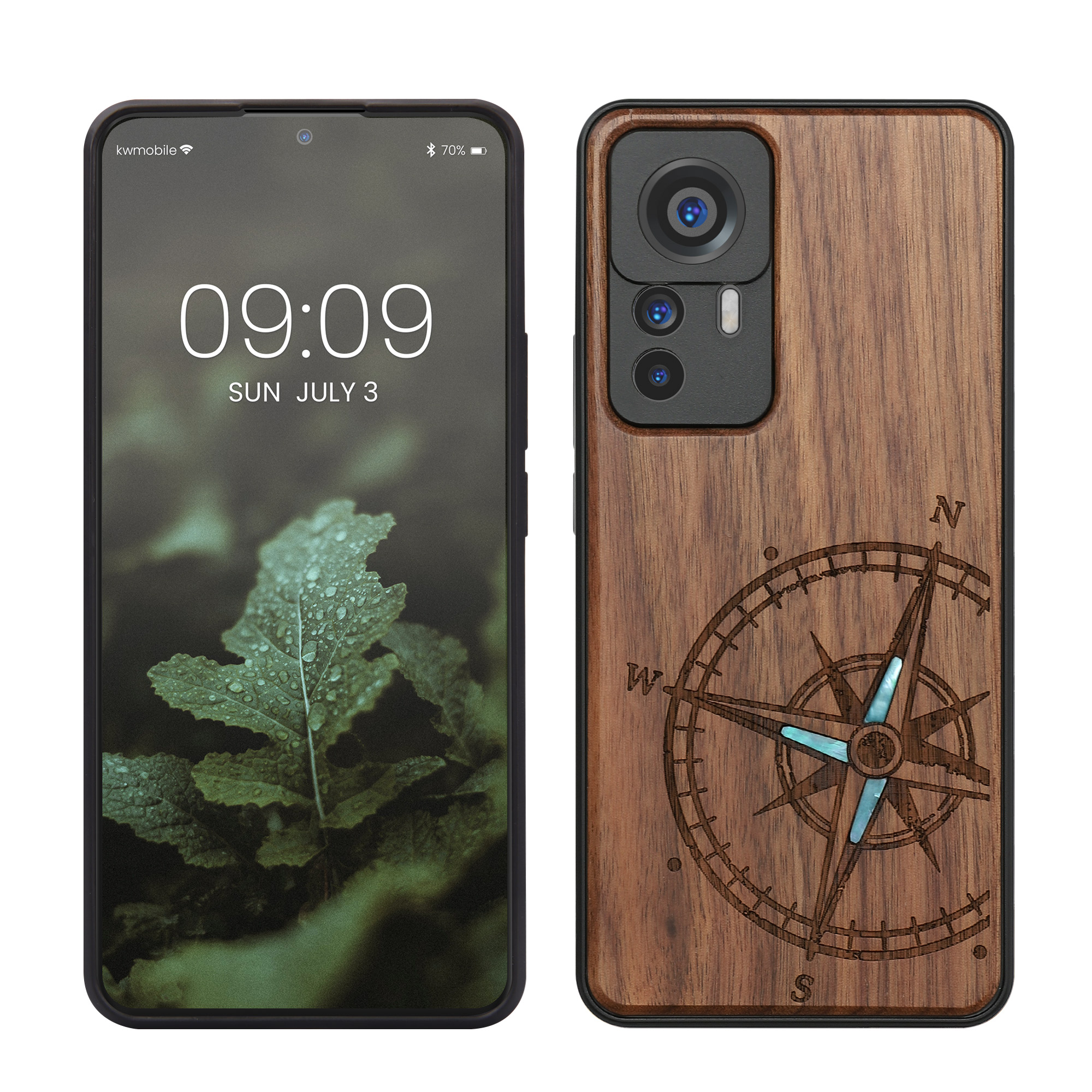 Kryt na mobil Xiaomi 12T / 12T Pro kwmobile dřevěný tmavě hnědá