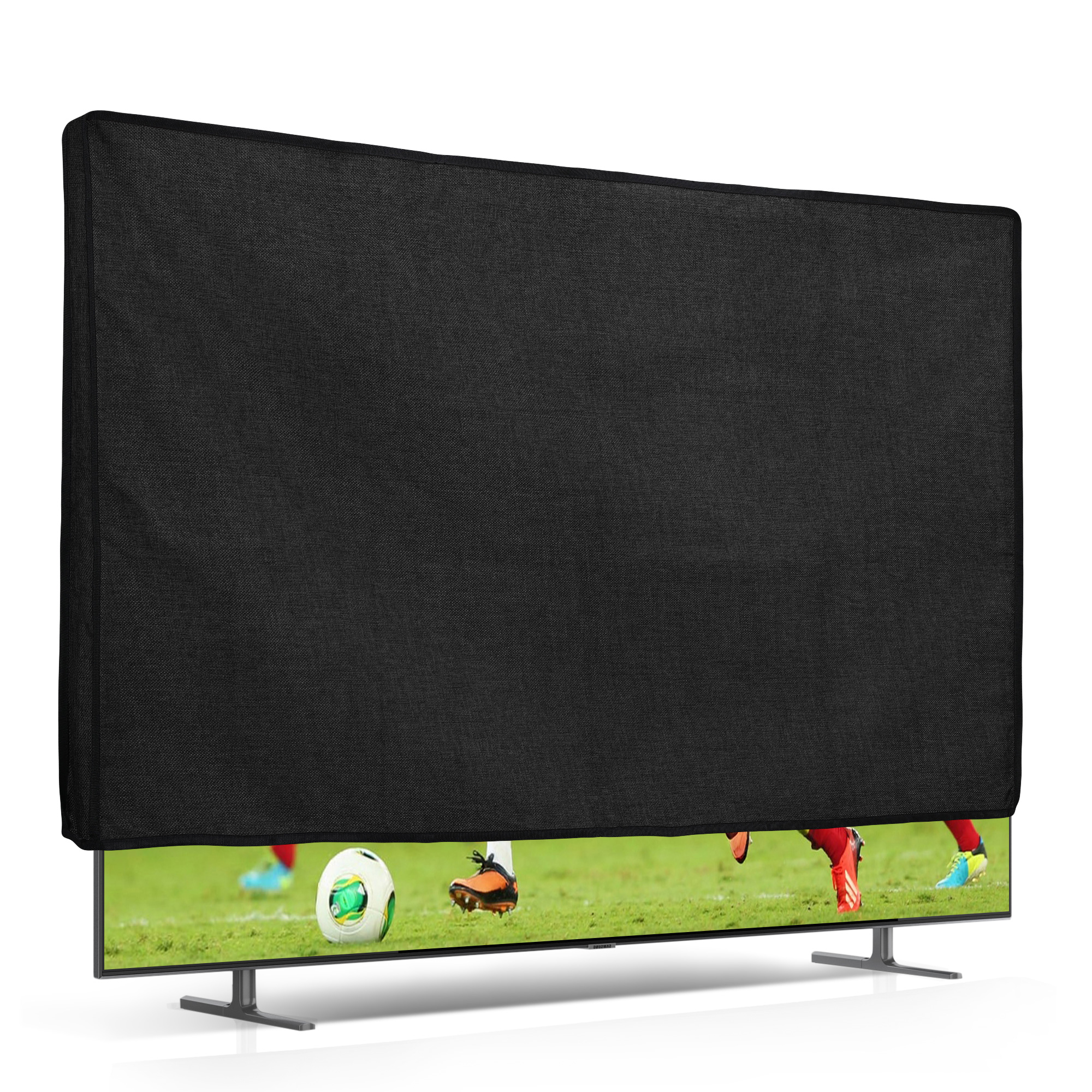 Vnitřní kryt na TV 55" kwmobile - lněná látka černá