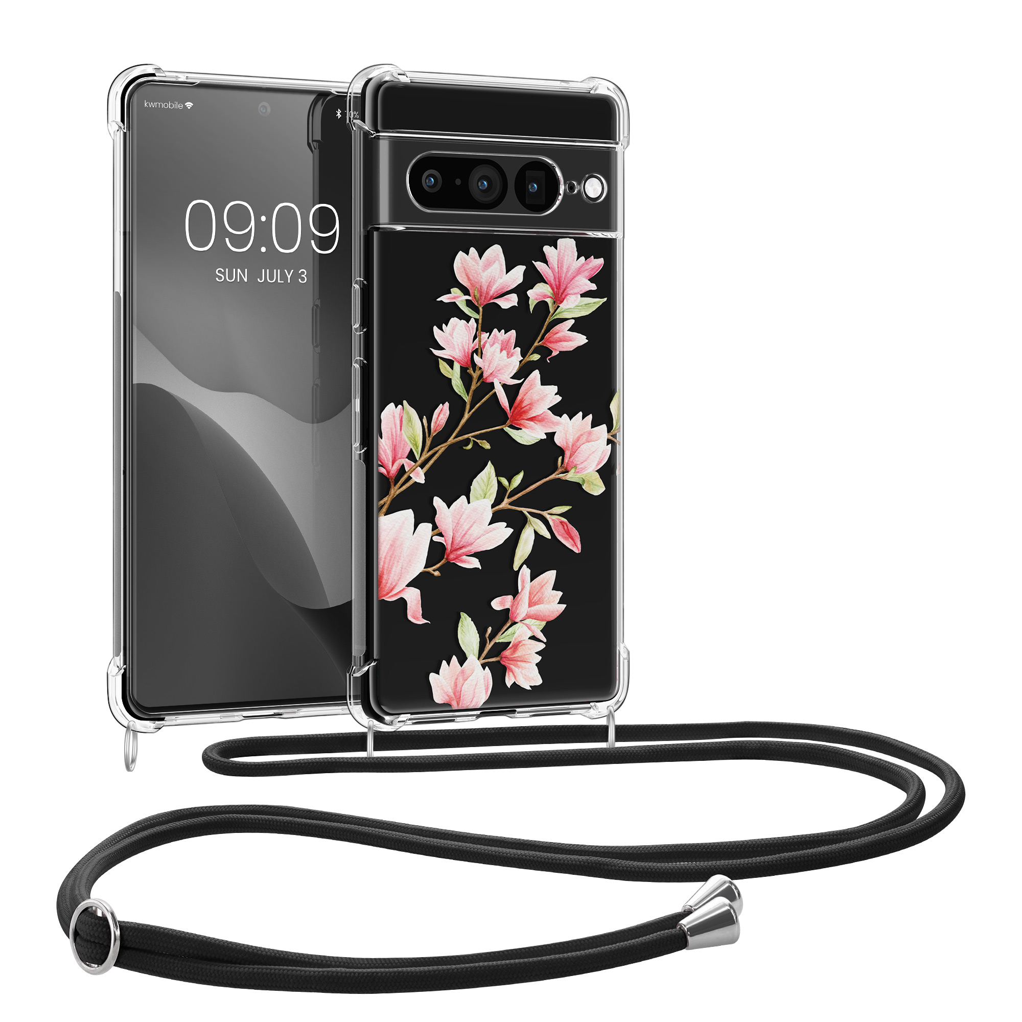 Crossbody kryt kwmobile Google Pixel 7 Pro - Magnolias Pink / White / Transparent