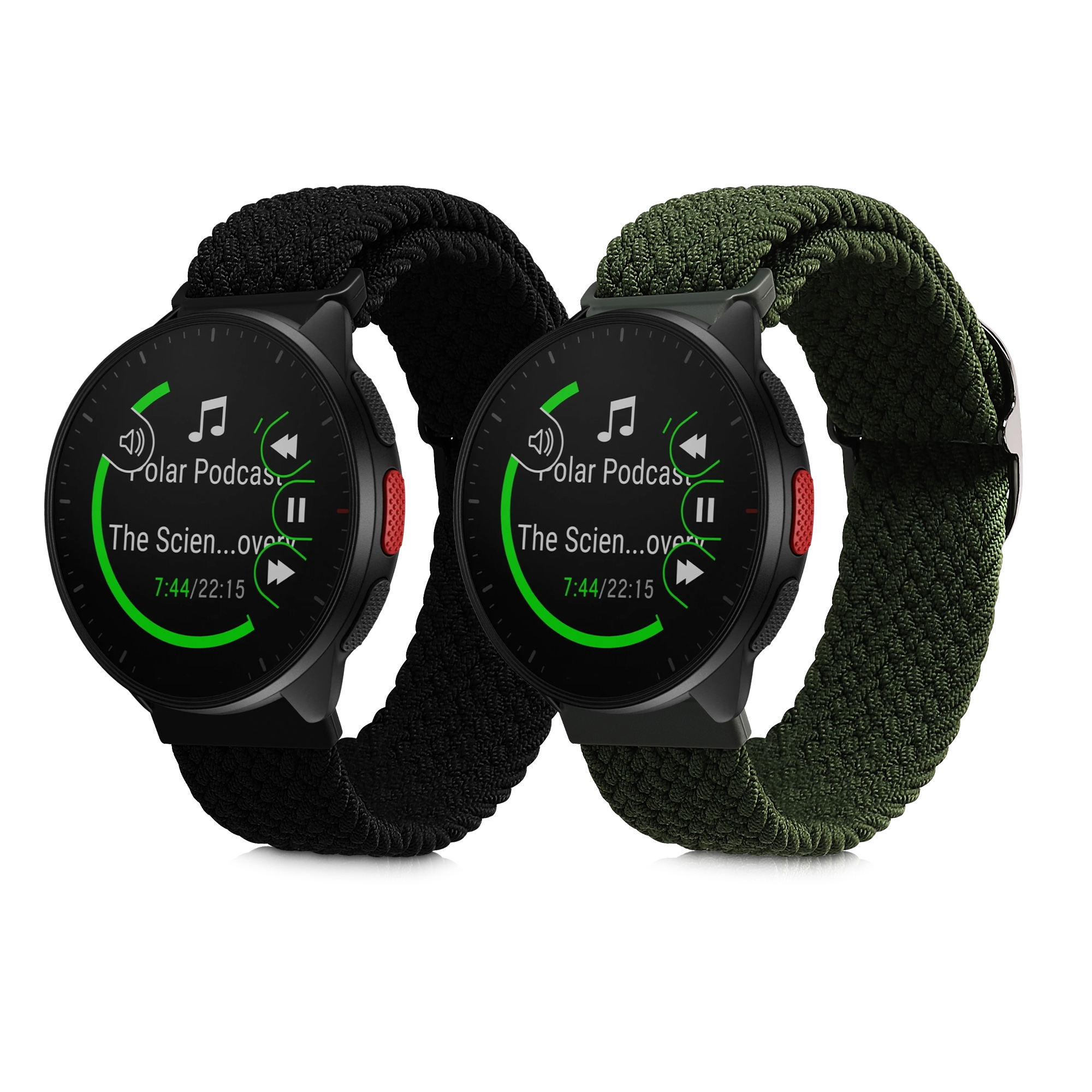 Řemínek k hodinkám Polar Pacer / Pacer Pro / Ignite kwmobile - Black / Green