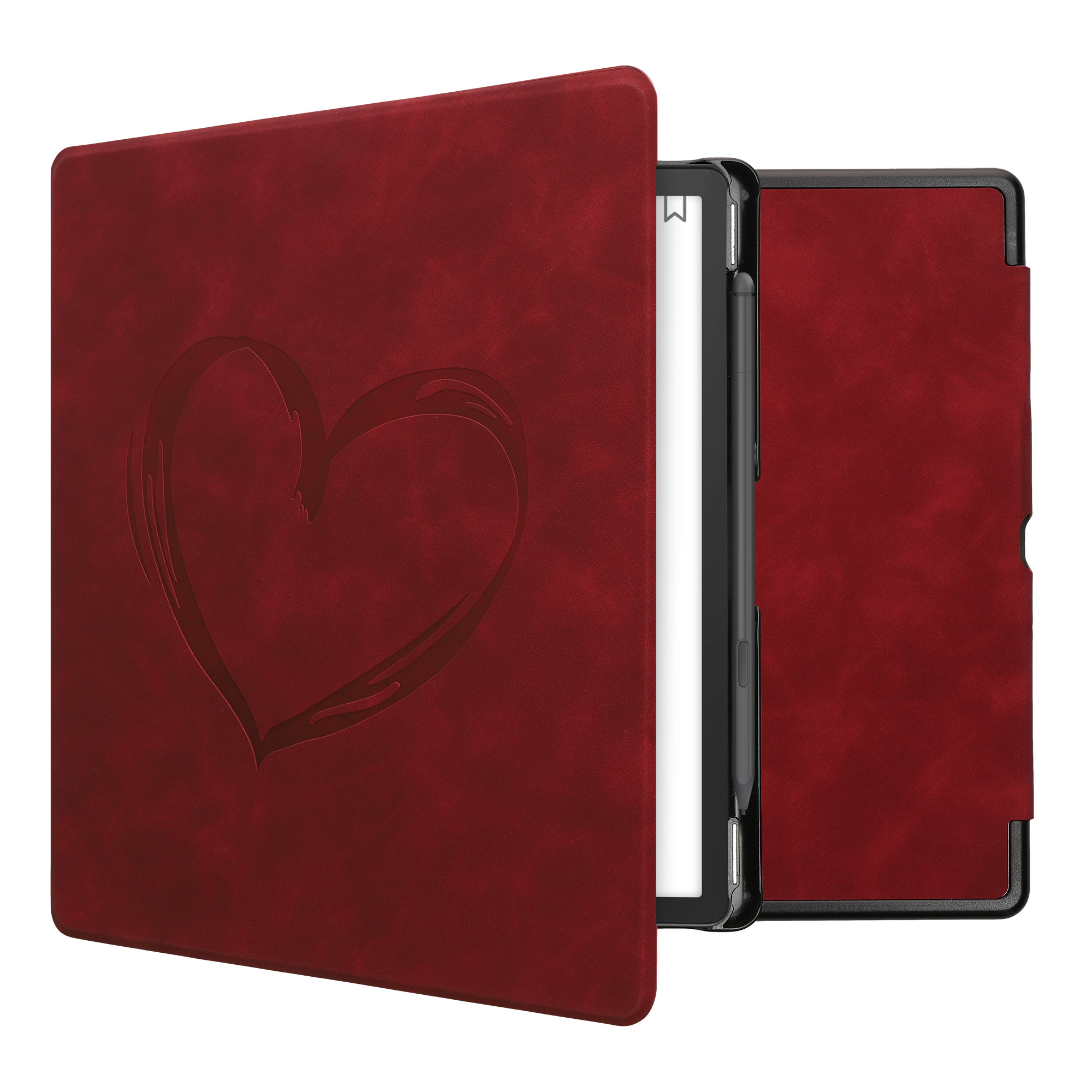 Pouzdro na čtečku kwmobile Kindle Scribe 2022/2024 - Brushed Heart - Dark červená