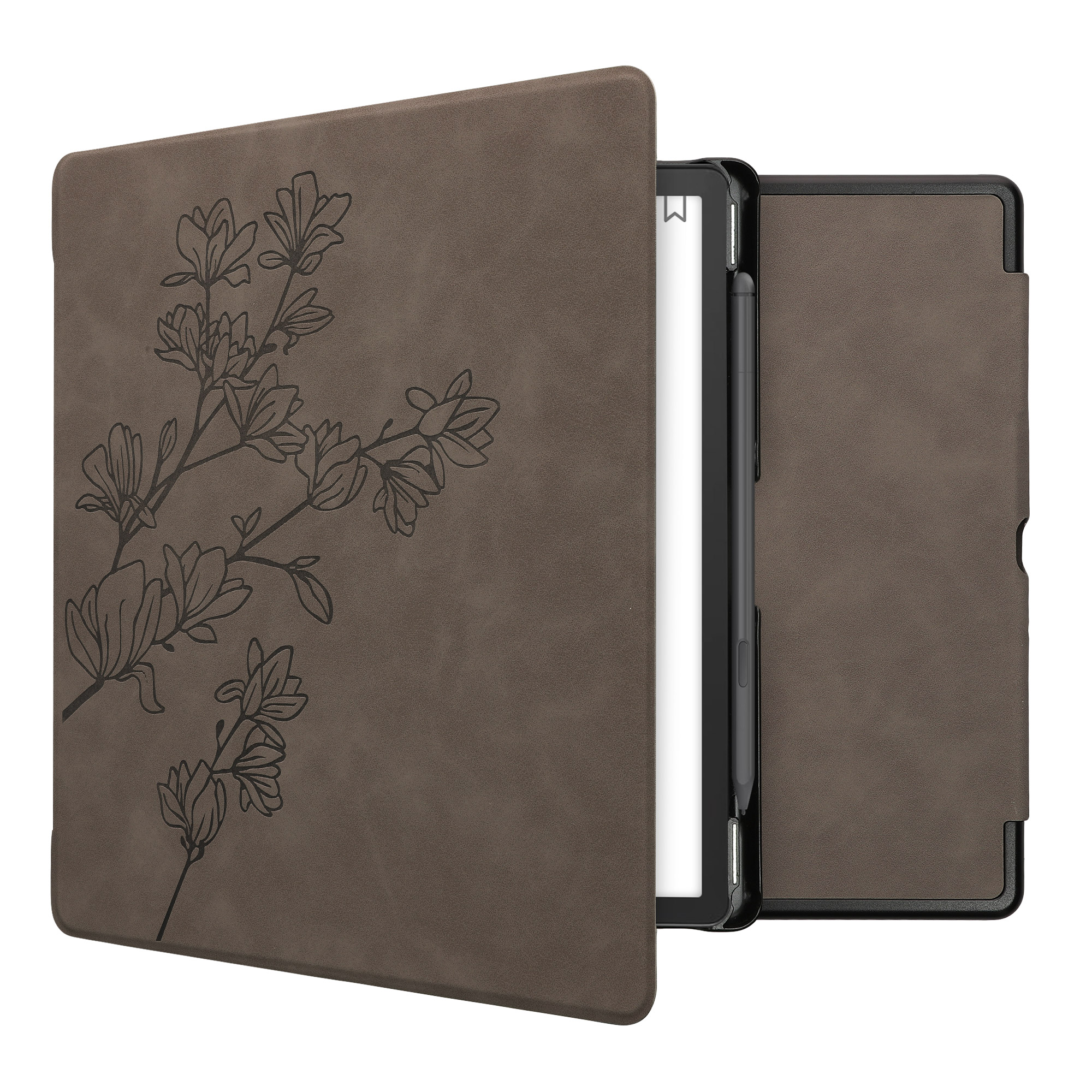 Pouzdro na čtečku kwmobile Kindle Scribe 2022/2024 - Magnolias - šedá