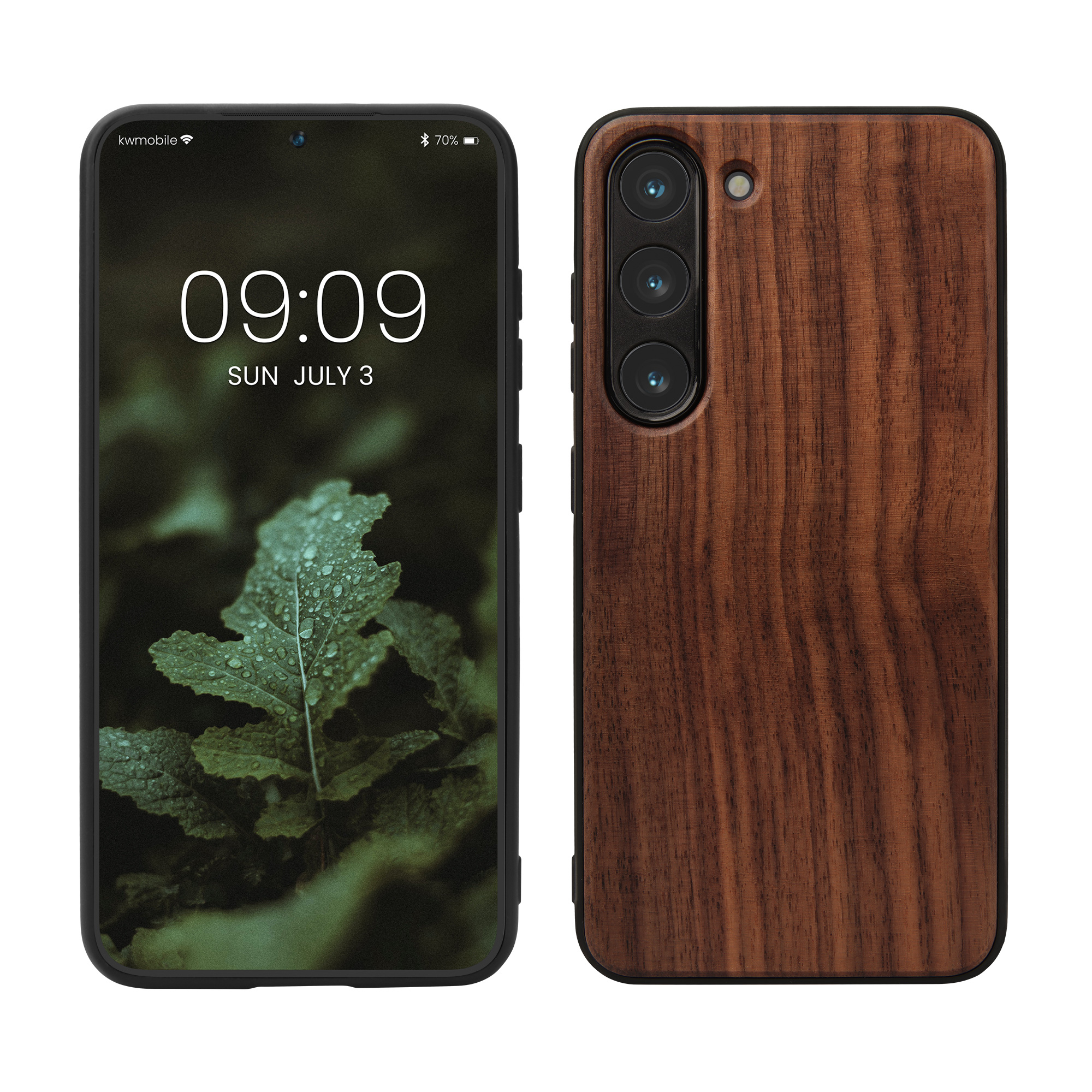 Dřevěný kryt na mobil Galaxy S23 kwmobile tmavě hnědý