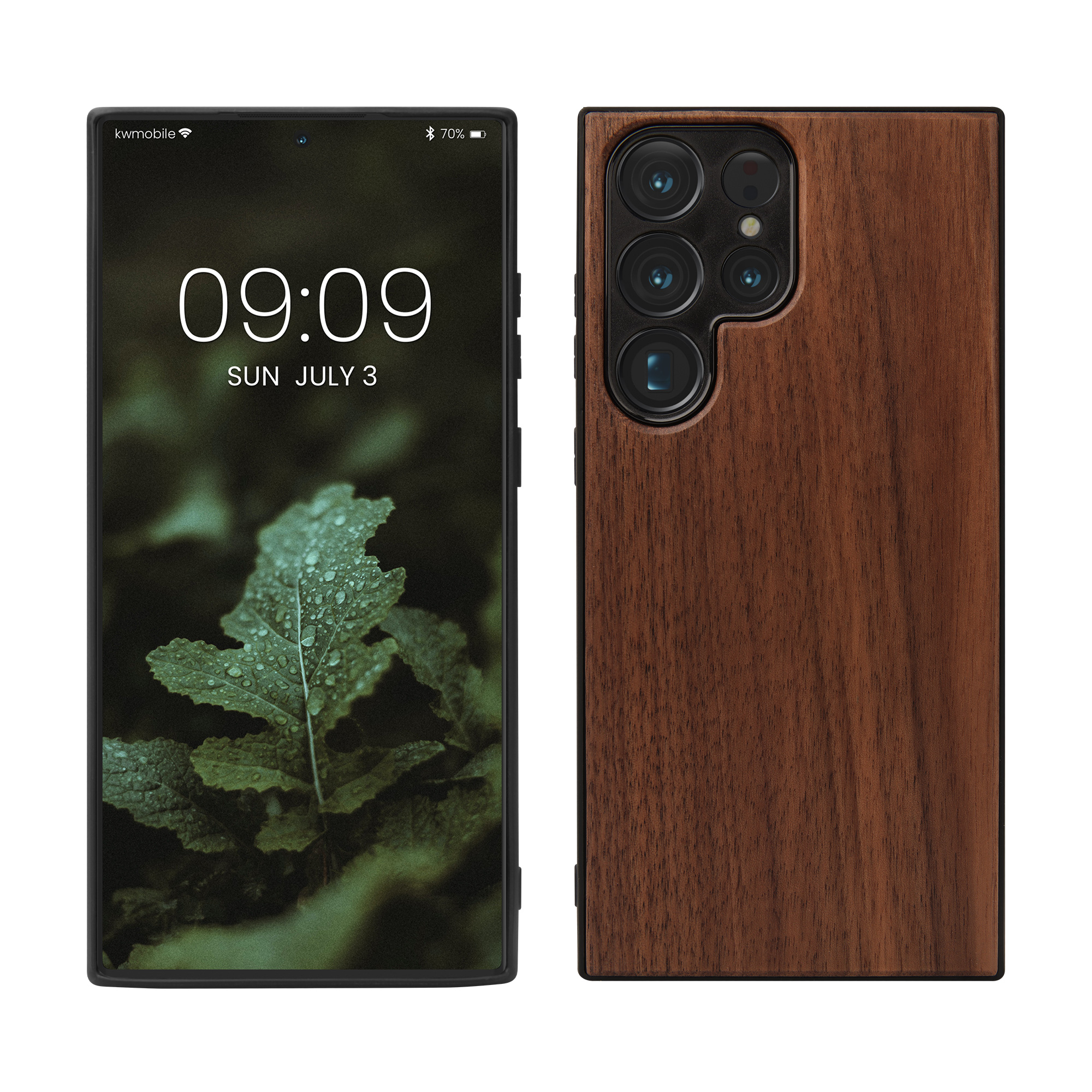 Dřevěný kryt na mobil Galaxy S23 Ultra kwmobile tmavě hnědý