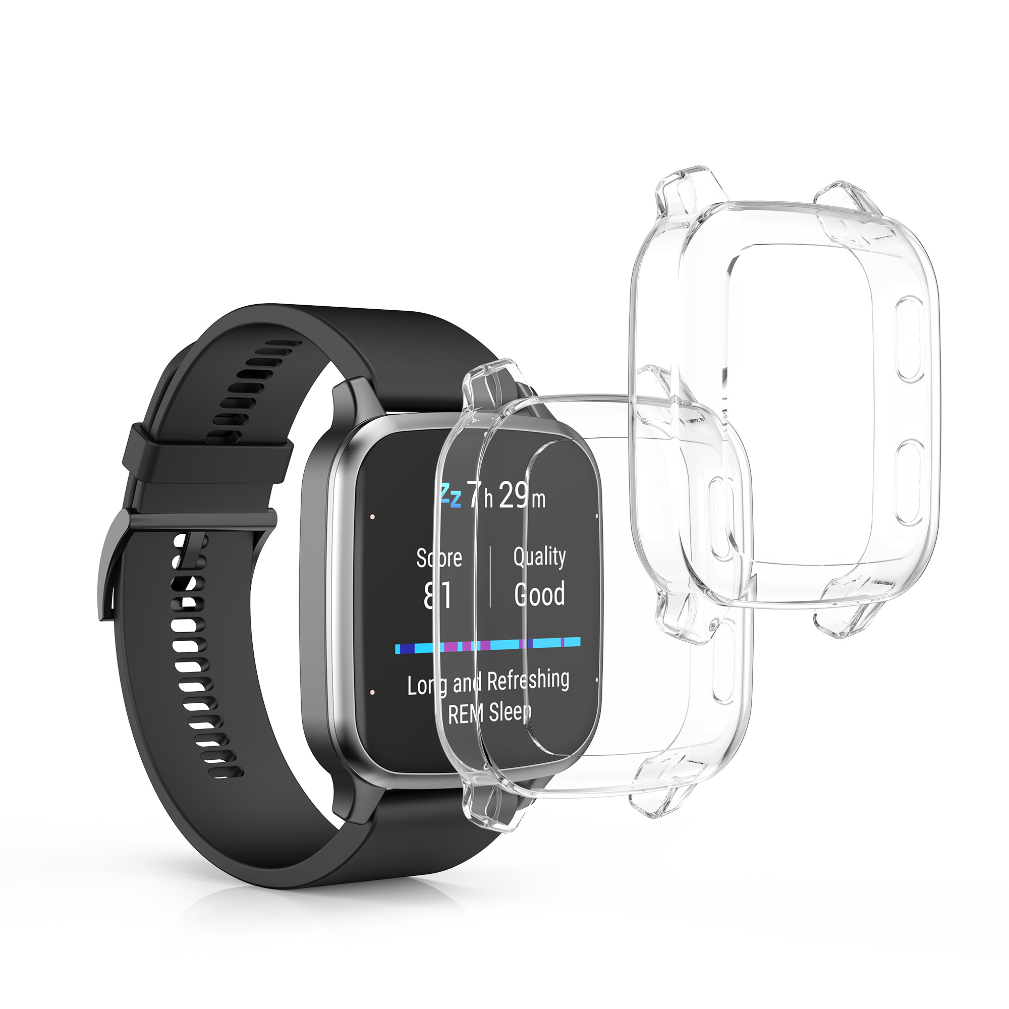 2 ks Ochranný kryt kwmobile pro Garmin Venu Sq 2 Music / Sq 2 - transparentní