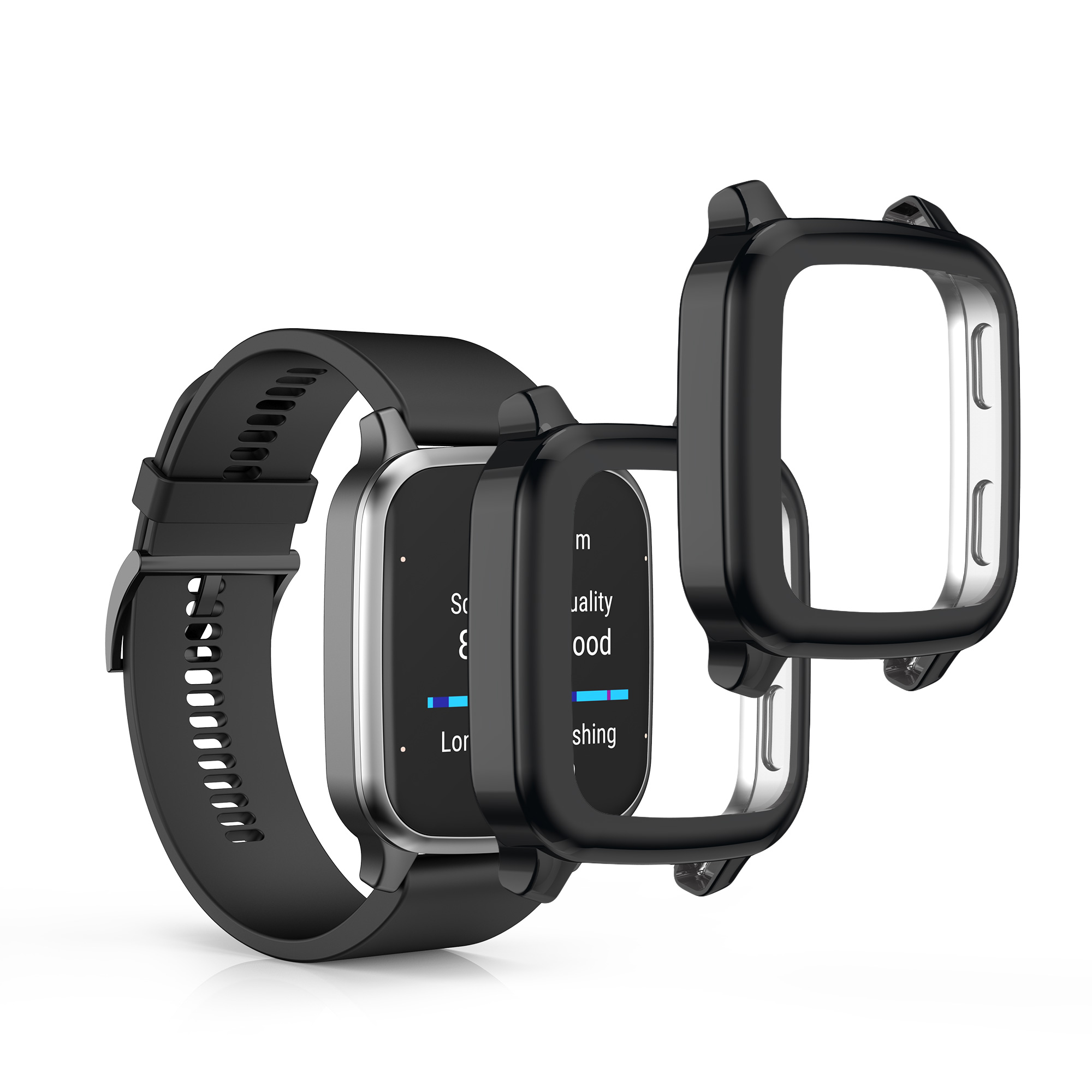 2 ks Ochranný kryt kwmobile pro Garmin Venu Sq 2 Music / Sq 2 - černá