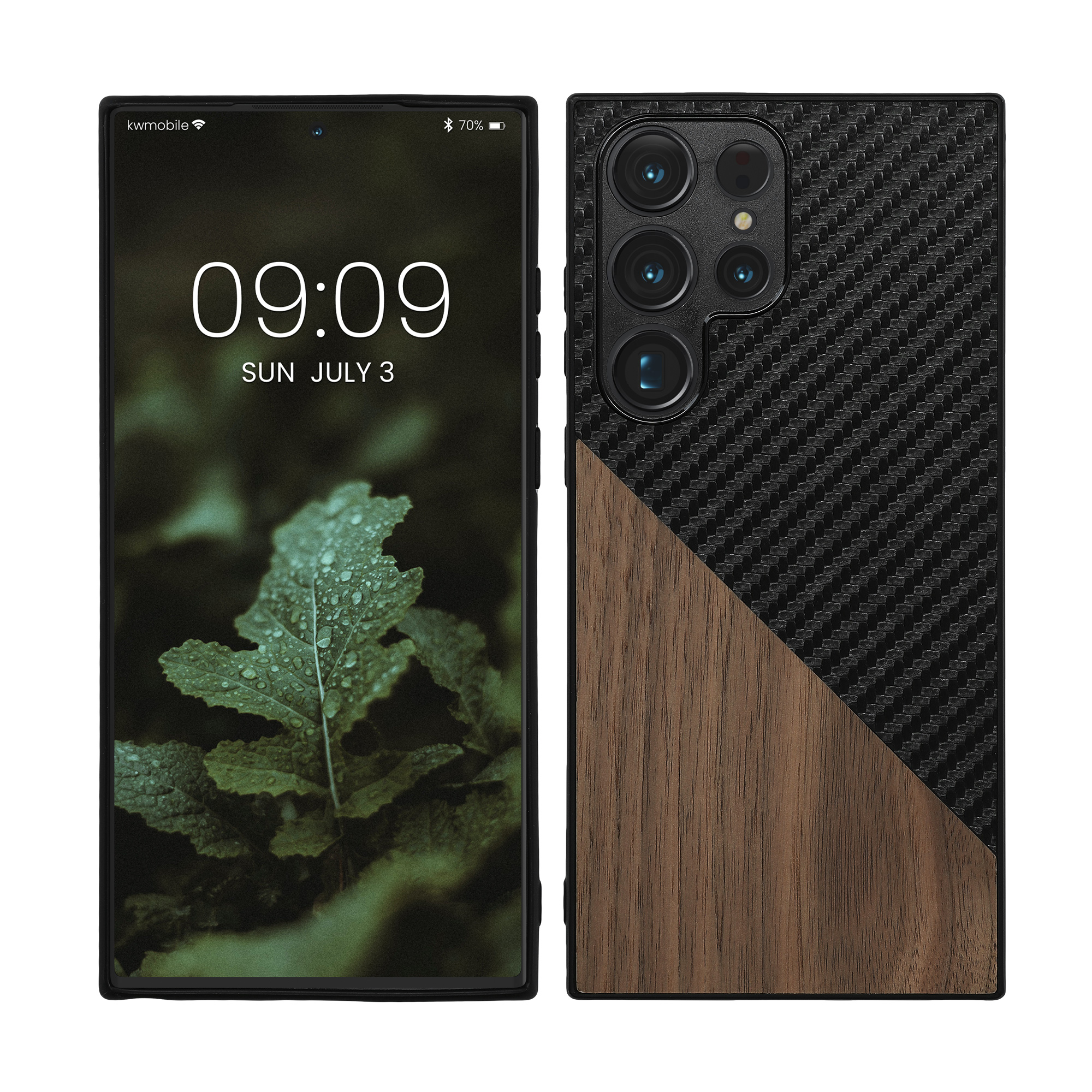 Dřevěný kryt na mobil Galaxy S23 Ultra kwmobile tmavě hnědý