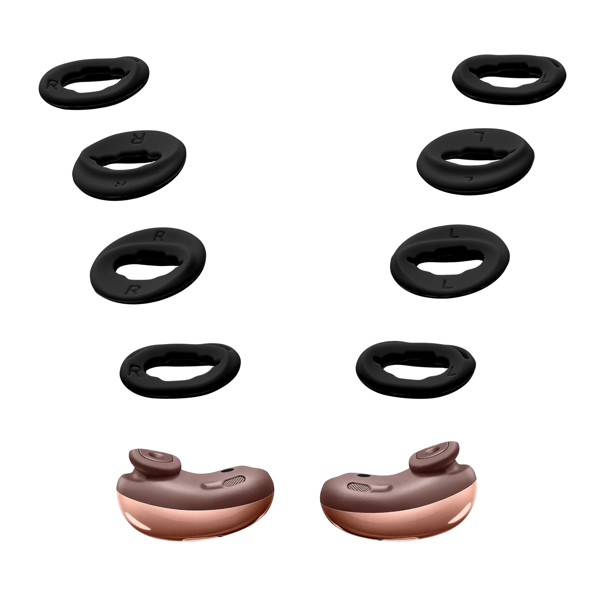 Silikonové nástavce do uší pro Samsung Galaxy Buds Live kwmobile sada 8 ks - černá