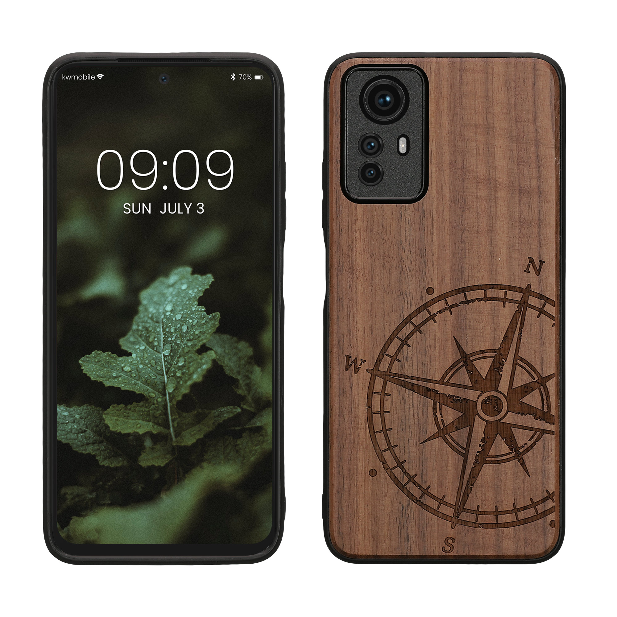 Dřevěný kryt Xiaomi Redmi Note 12S TPU nárazník tmavě hnědá kwmobile