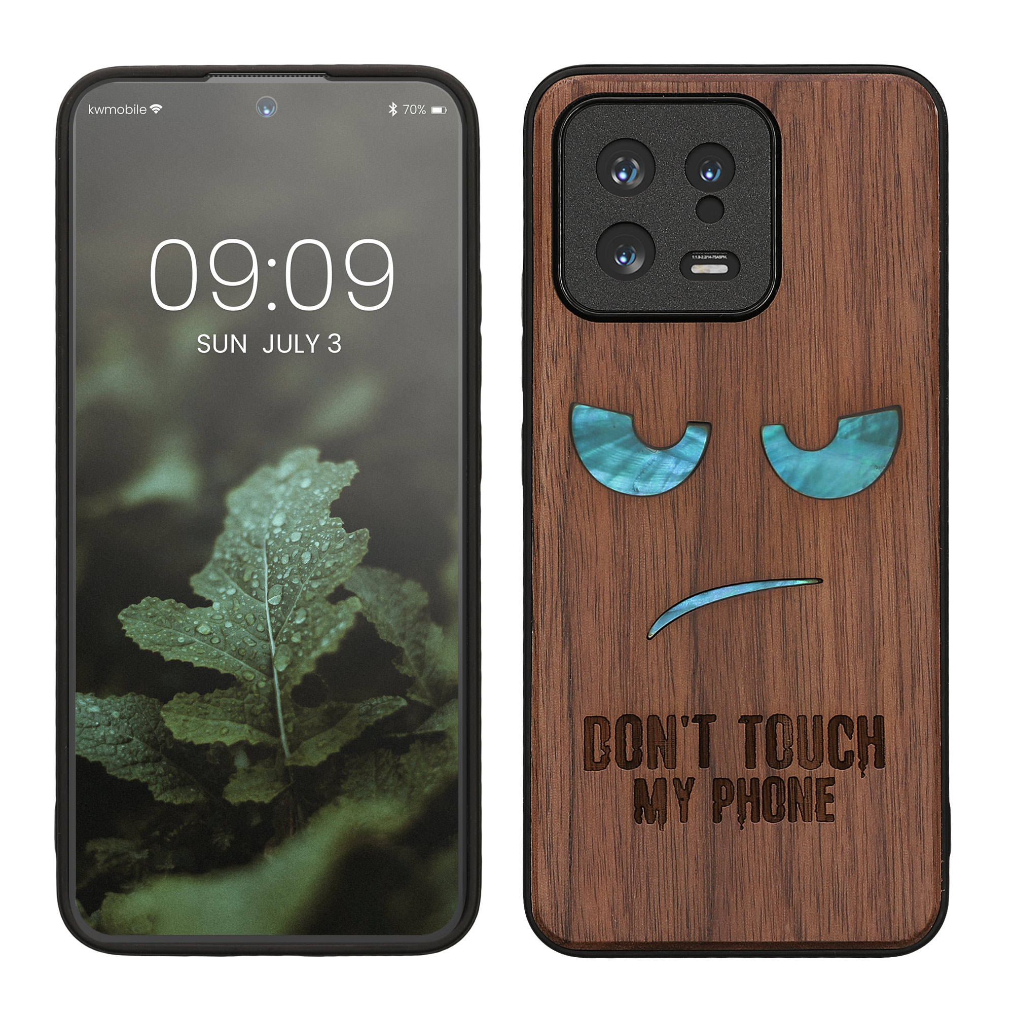 Kryt na mobil Xiaomi 13 5G kwmobile Wood Case tmavě hnědá