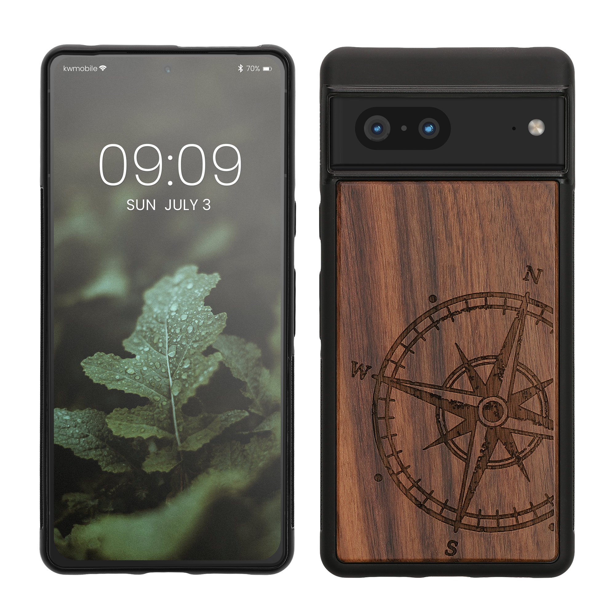 Dřevěný kryt kwmobile pro Google Pixel 7 - tmavě hnědá