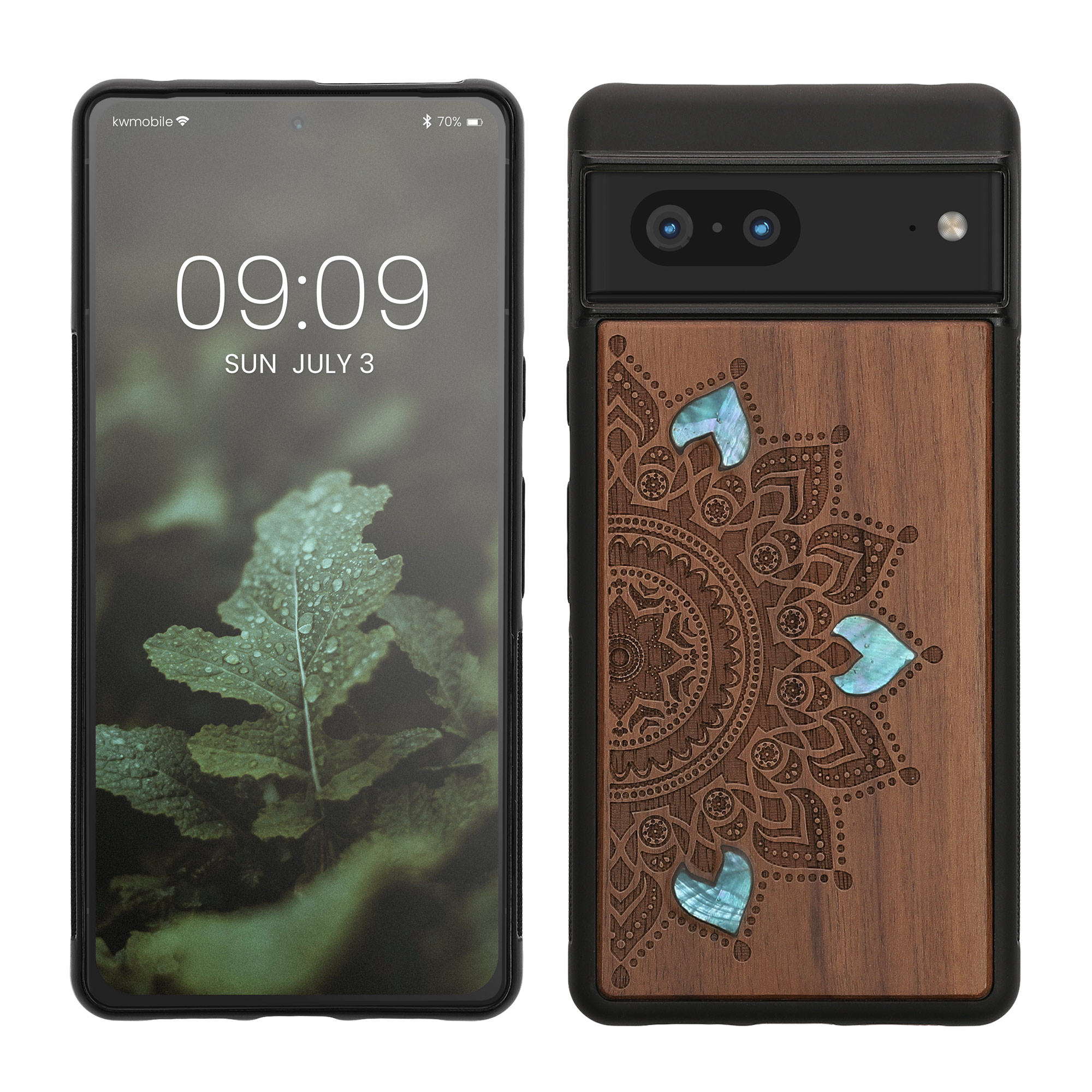 Dřevěný kryt kwmobile pro Google Pixel 7 - tmavě hnědá