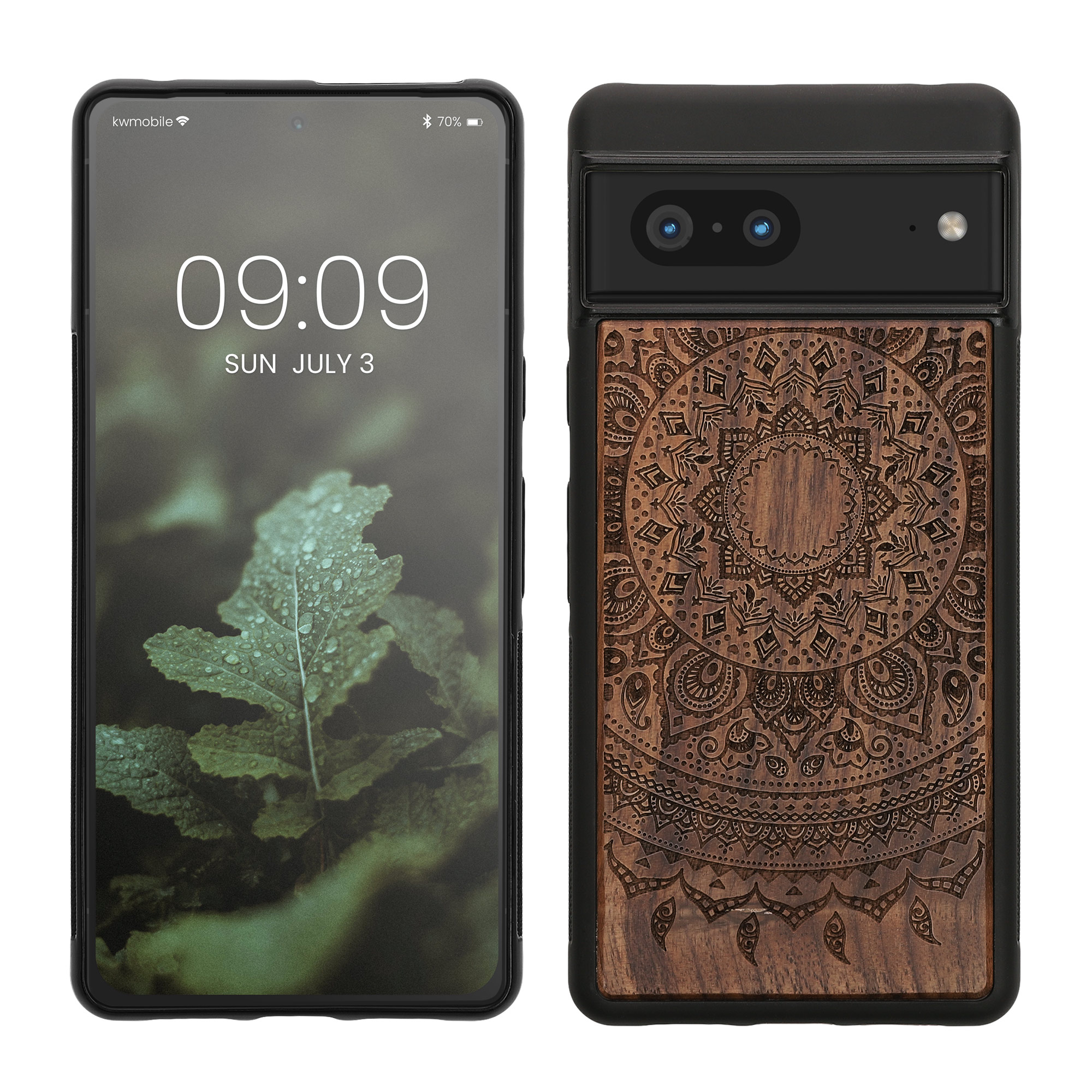 Dřevěný kryt kwmobile pro Google Pixel 7 - tmavě hnědá