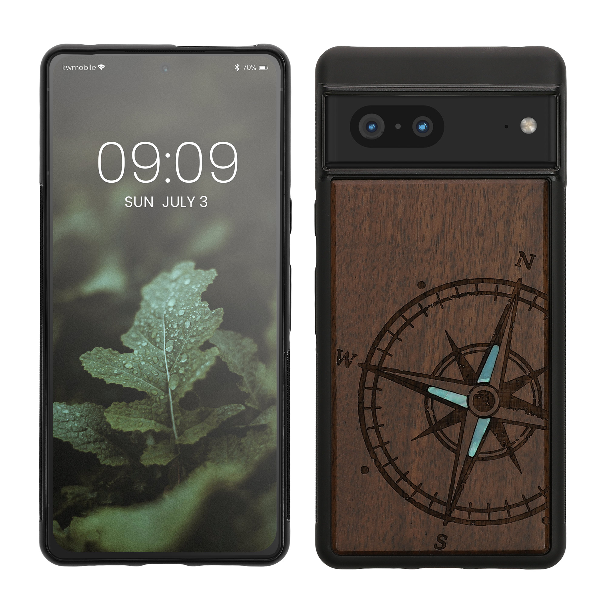 Dřevěný kryt kwmobile pro Google Pixel 7 - tmavě hnědá