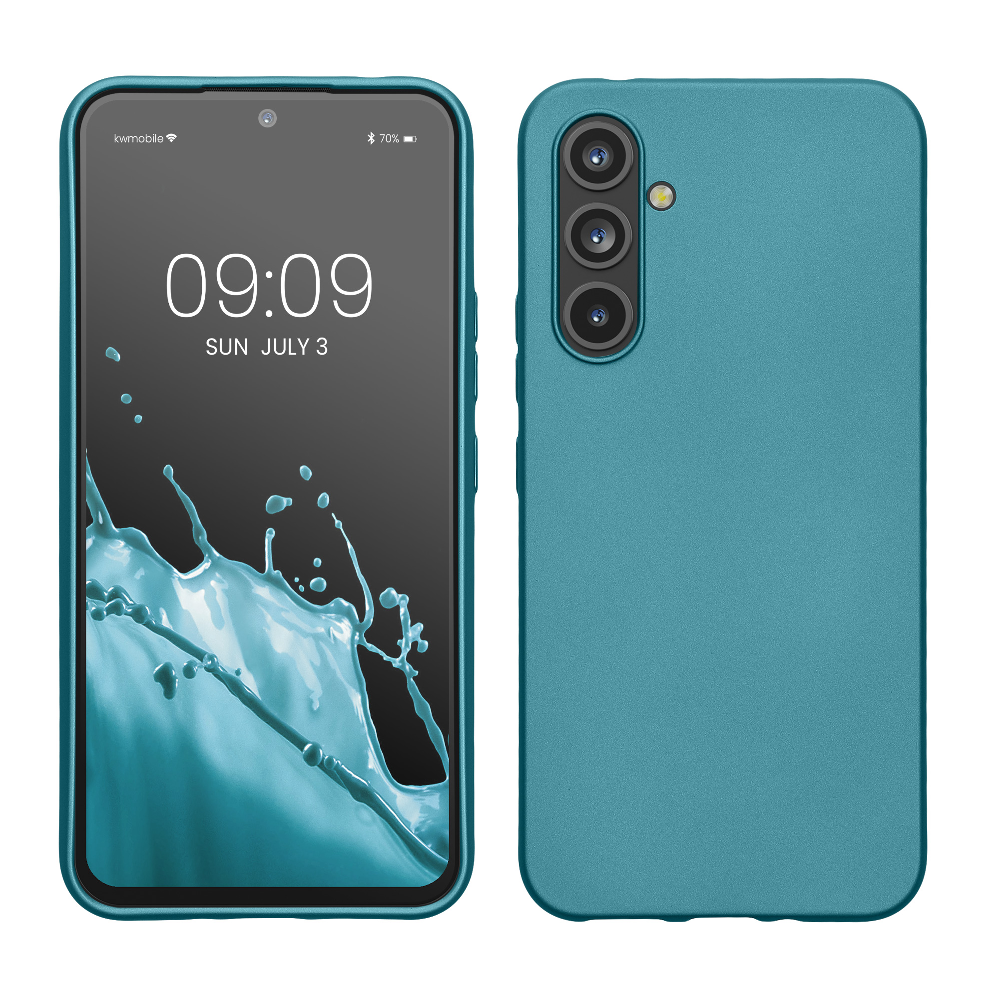 Tenký metalický TPU silikonový kryt pro Samsung Galaxy A54 5G kwmobile ‑ metalická karibská modrá