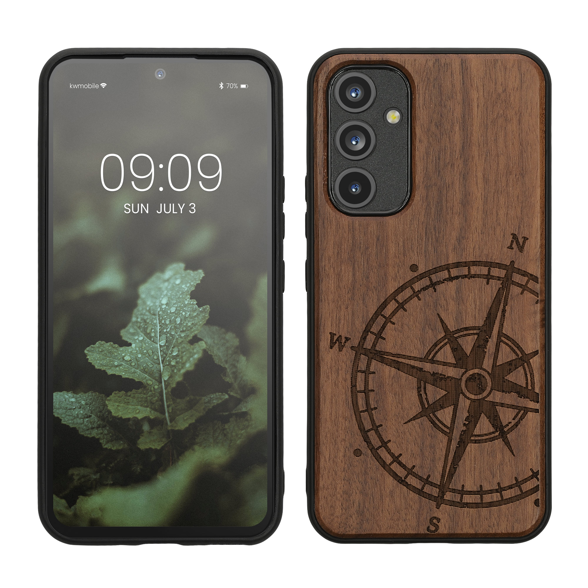 Dřevěný kryt na mobil Samsung Galaxy A54 5G kwmobile TPU rámeček Tmavě hnědá