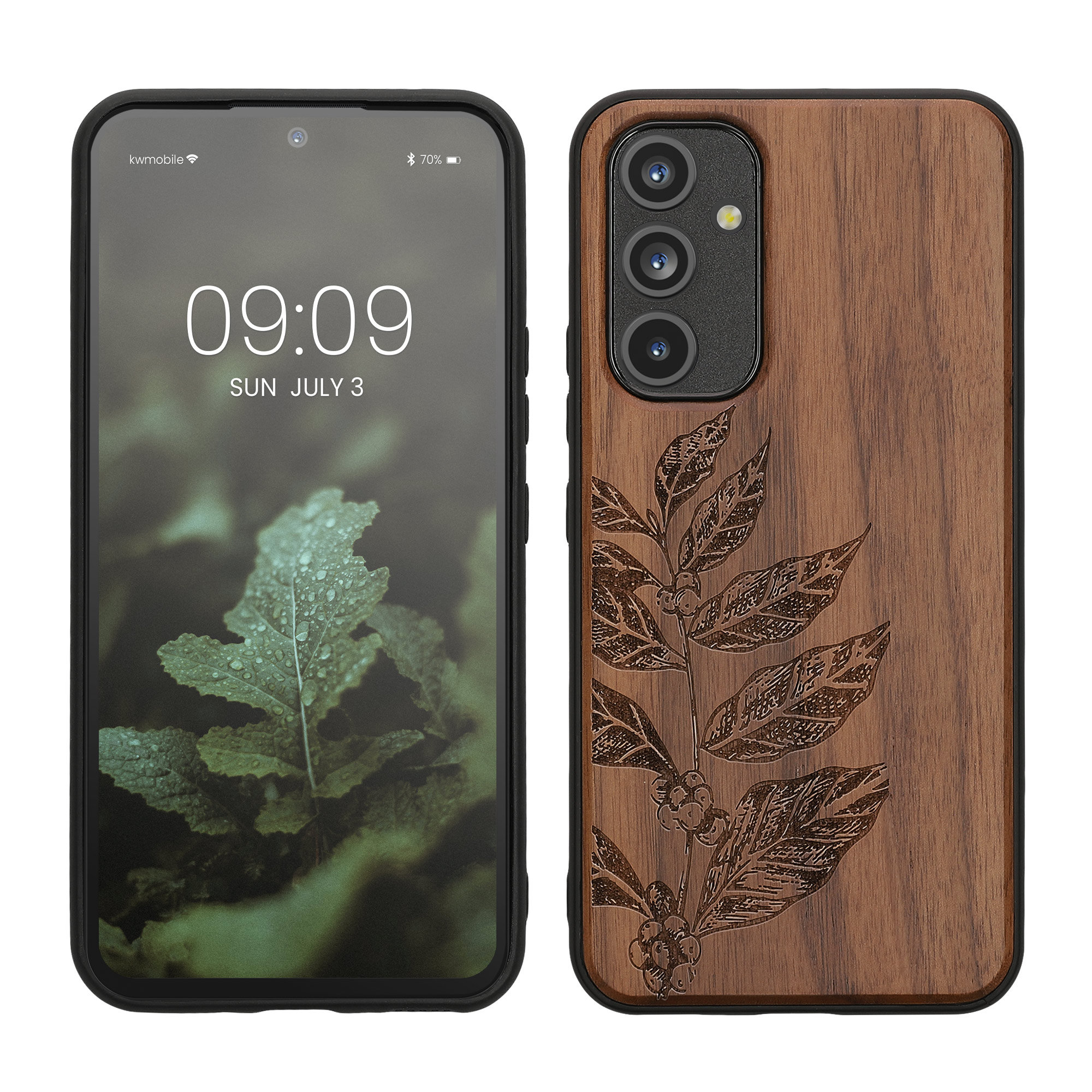 Dřevěný kryt na mobil Samsung Galaxy A54 5G kwmobile TPU rámeček Tmavě hnědá