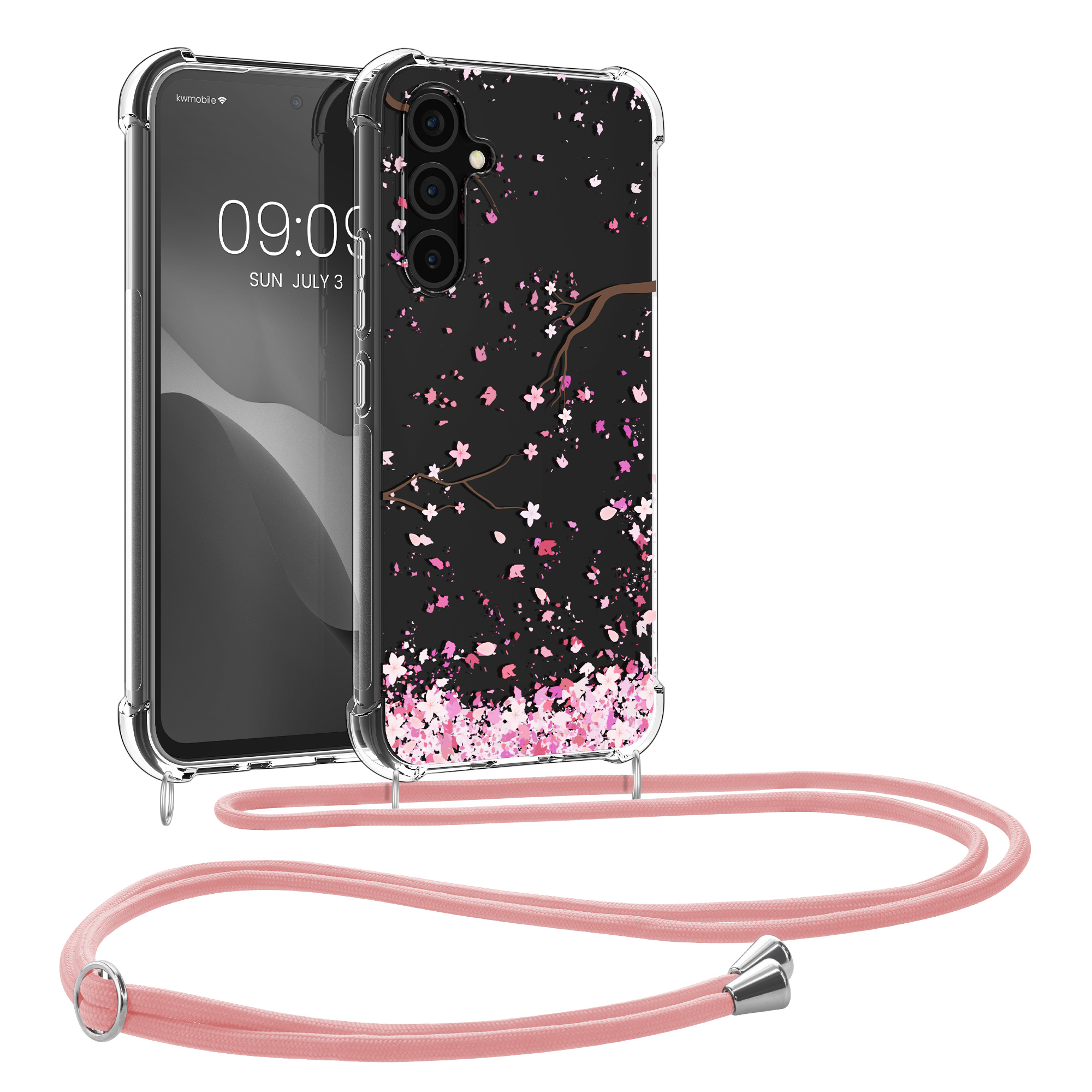 Crossbody kryt na mobil Samsung Galaxy A54 5G kwmobile se šňůrkou Cherry Blossoms