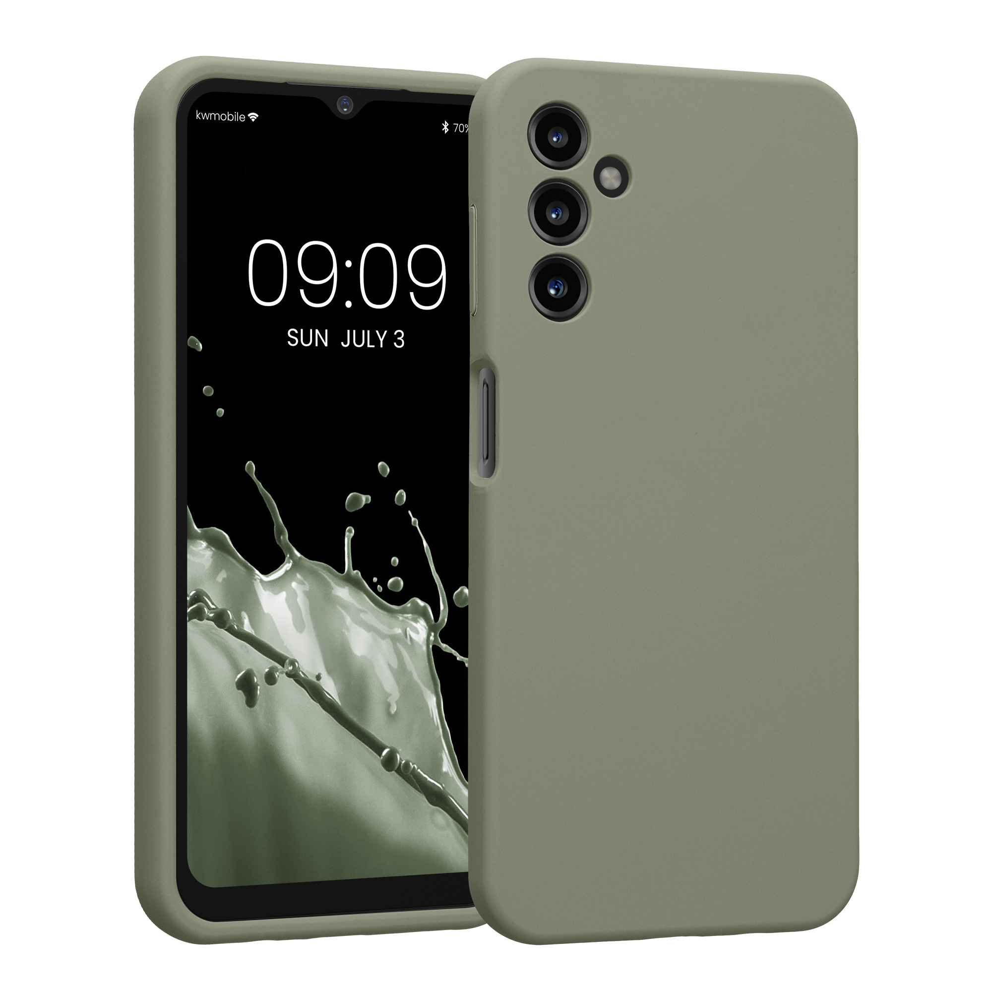 Kryt na mobil Samsung Galaxy A14 5G kwmobile slim matný TPU Šedo-zelená