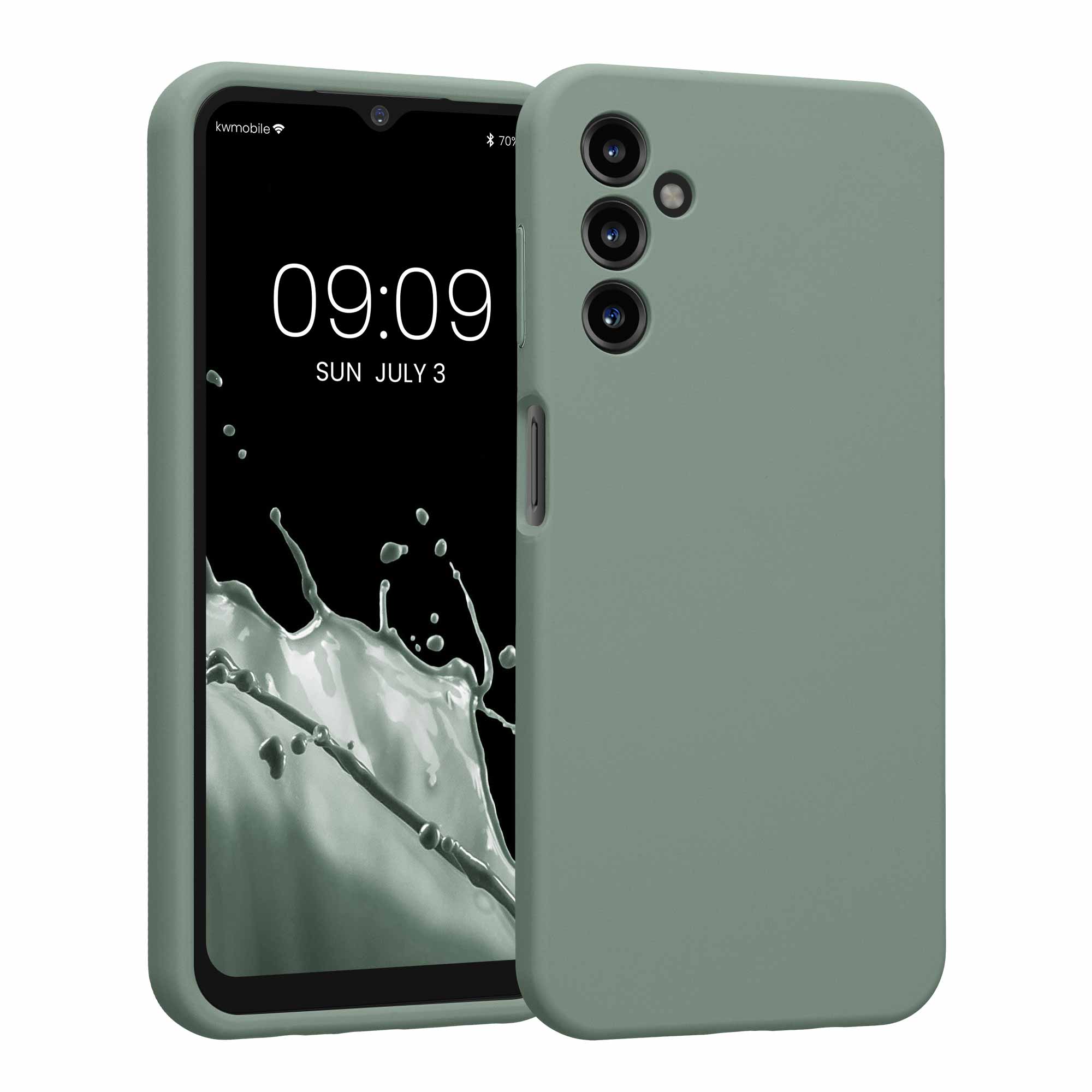 Kryt na mobil Samsung Galaxy A14 5G kwmobile slim matný TPU Zelená po dešti