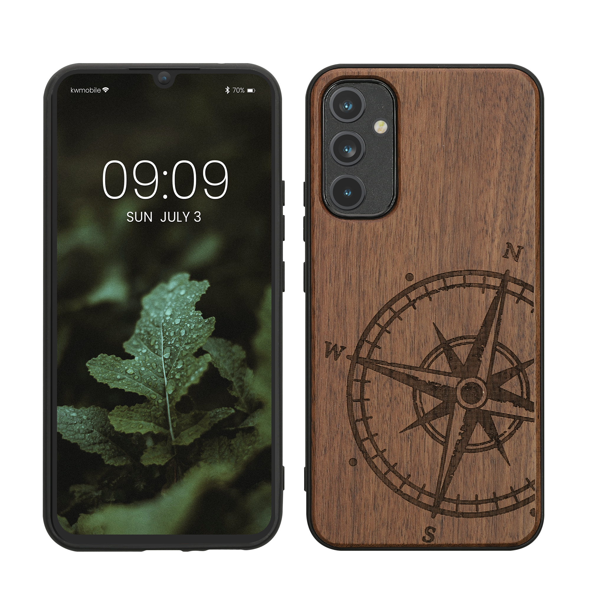 Dřevěný kryt na mobil Samsung Galaxy A34 5G kwmobile tmavě hnědý