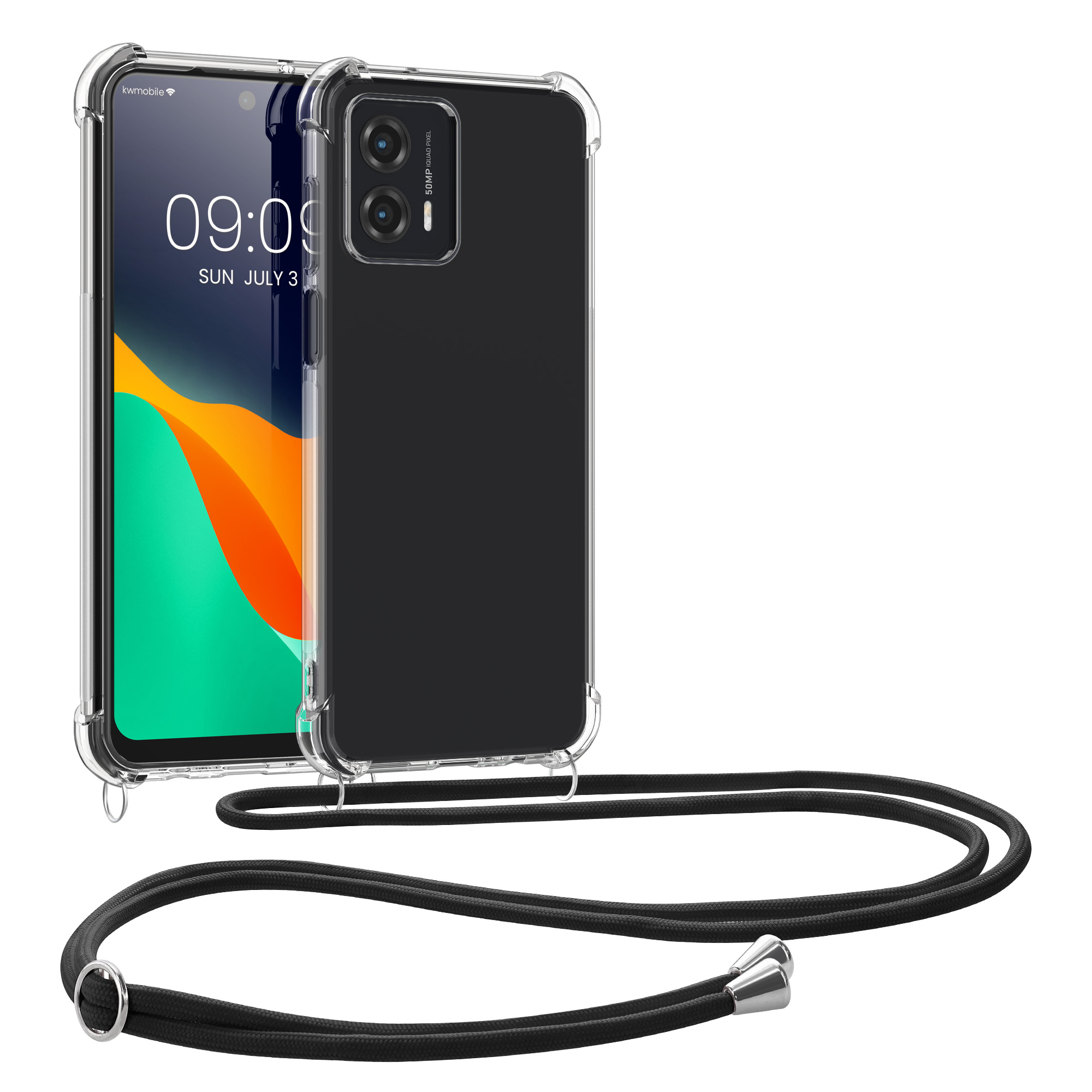 Kryt s popruhem kwmobile pro Motorola Moto G53 5G - Transparentní / černá