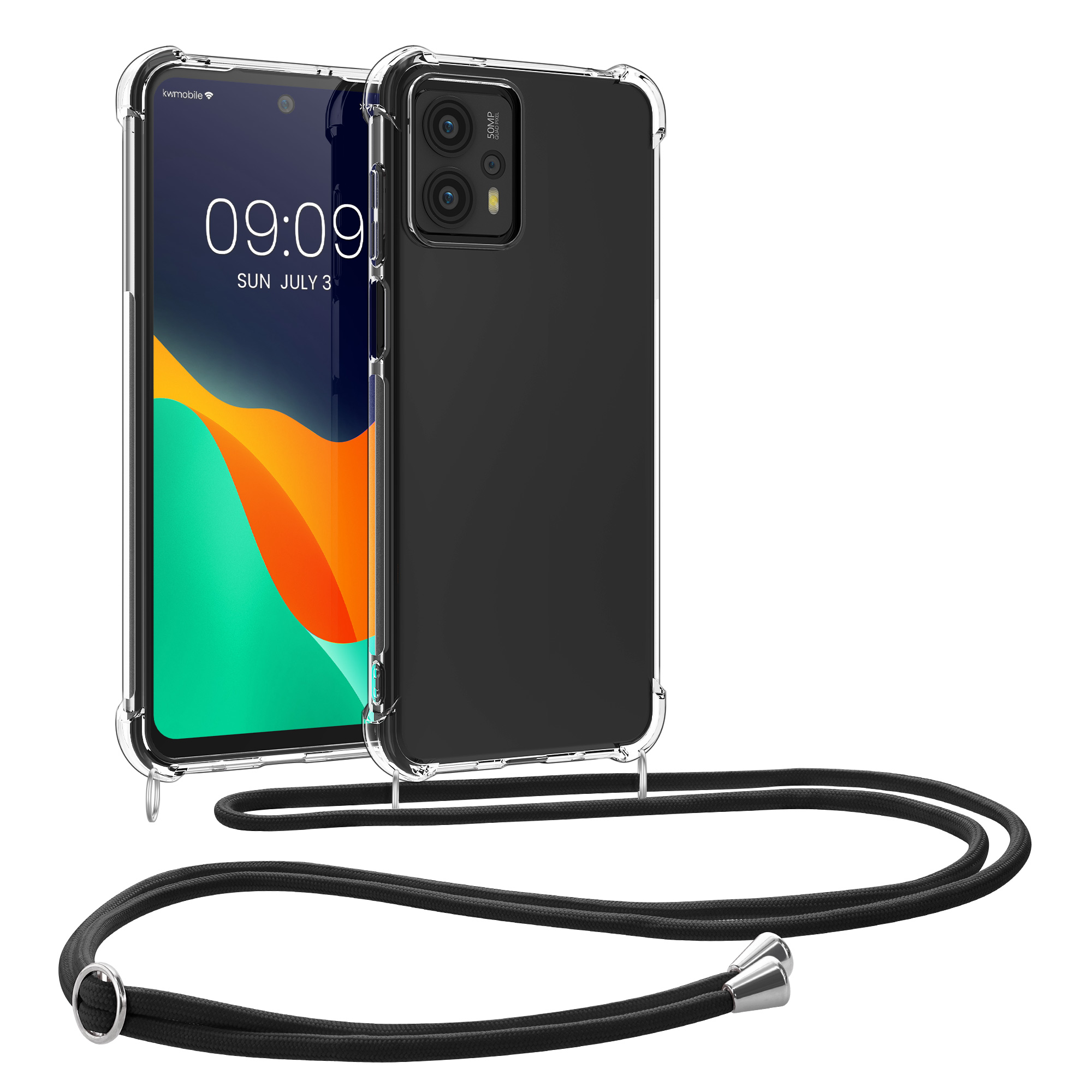 Kryt s popruhem kwmobile pro Motorola Moto G23 / Moto G13 - Transparentní / černá