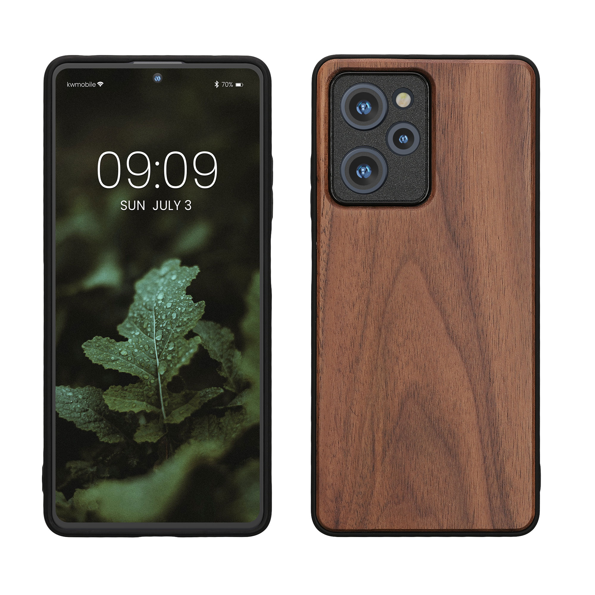 Dřevěné pouzdro pro Xiaomi Poco X5 Pro 5G kwmobile - tvrdý obal v tmavě hnědé barvě