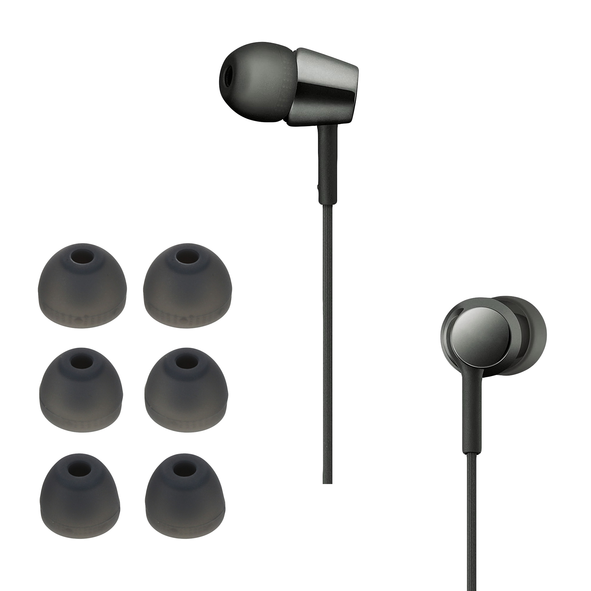 Silikonové špunty kwmobile pro Sony WI-C300 / WI-C400 / MDR-XB55AP / MDR-EX155AP - 6 ks - šedá