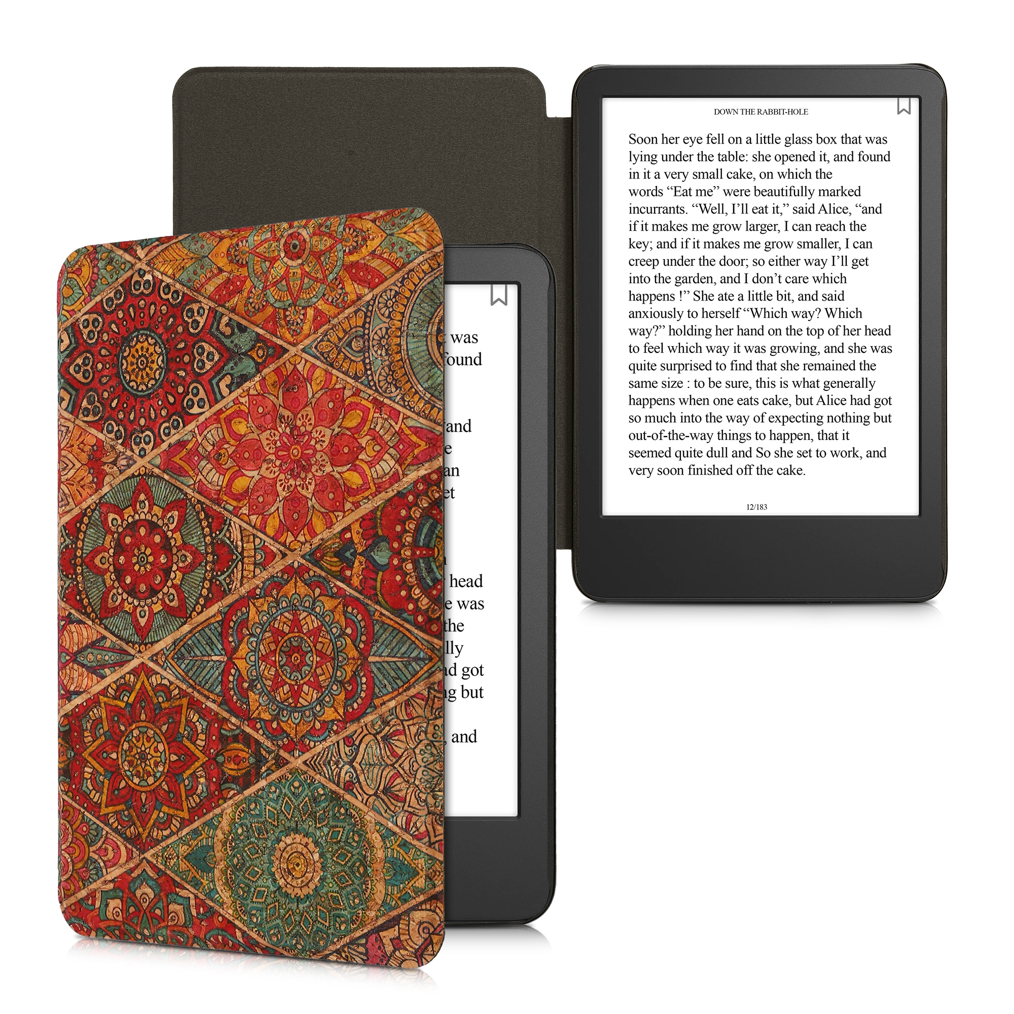 Pouzdro na čtečku kwmobile pro Amazon Kindle (2022/2024) - motiv Fractions tmavě růžová / červená / modrá