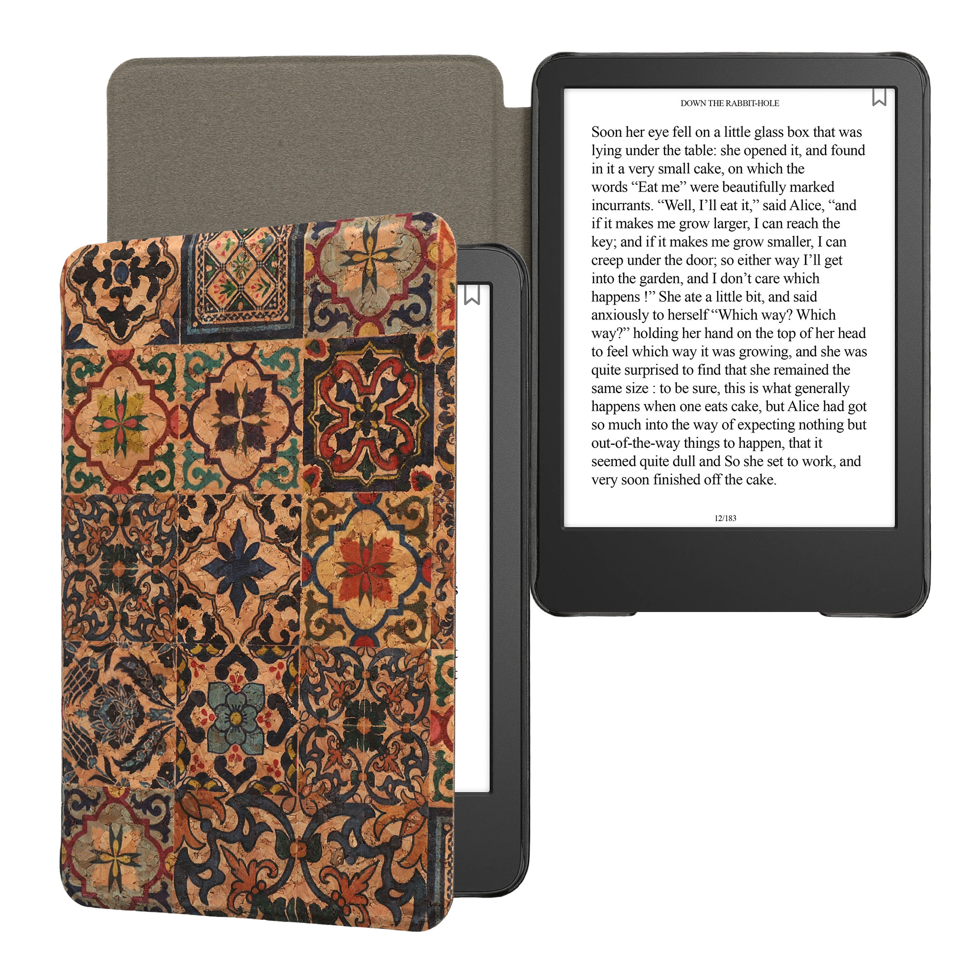 Pouzdro na čtečku kwmobile pro Amazon Kindle (2022/2024) - vzor hnědá / modrá / červená