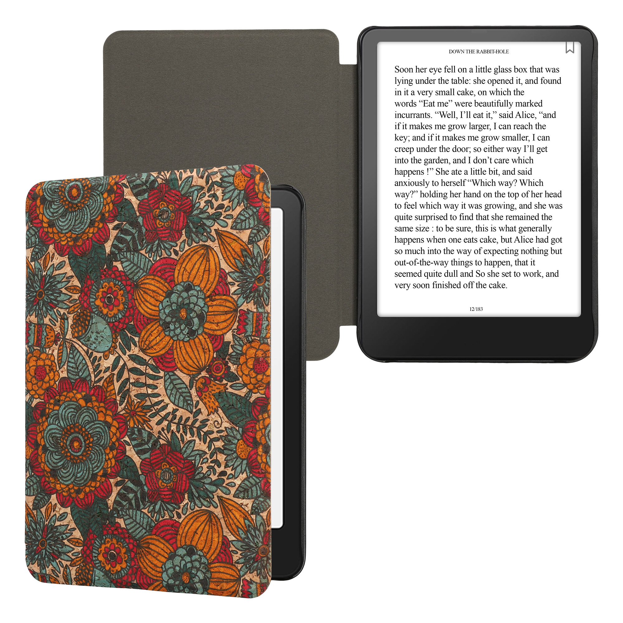 Pouzdro na čtečku kwmobile pro Amazon Kindle (2022/2024) - motiv letní květy oranžová / zelená / červená