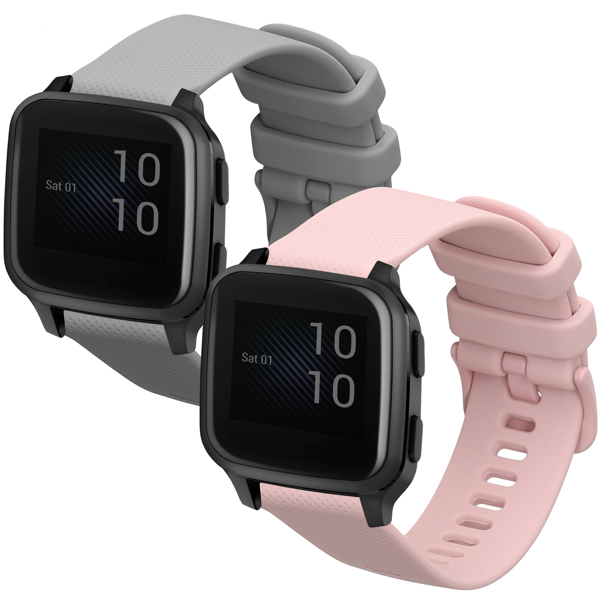 2 ks Řemínek kwmobile pro Garmin Venu Sq 2 Music / Sq 2 / Vivoactive 6 / Vivoactive 5 - šedá / starorůžová