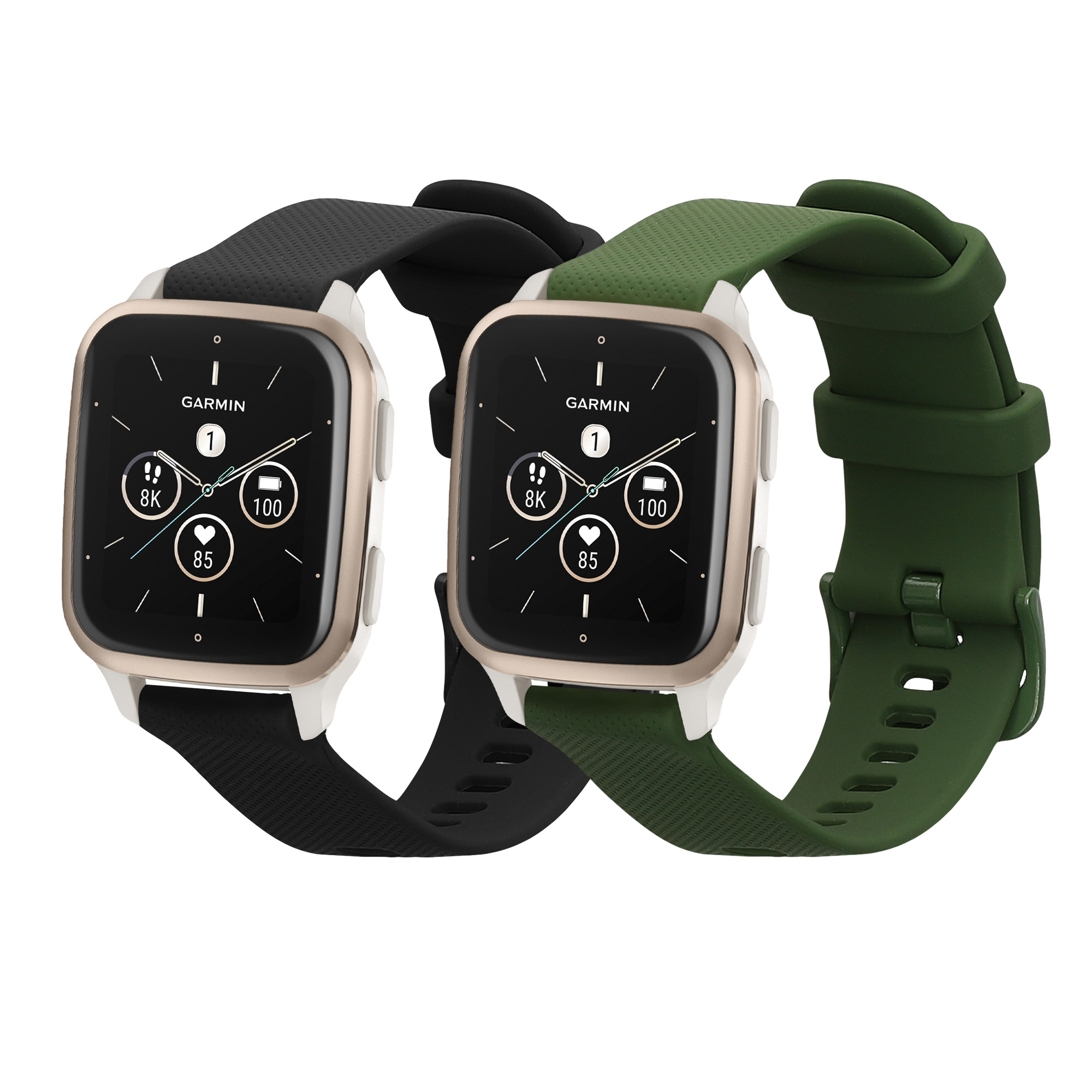2 ks Řemínek kwmobile pro Garmin Venu Sq 2 Music / Sq 2 / Vivoactive 6 / Vivoactive 5 - černá / tmavě zelená