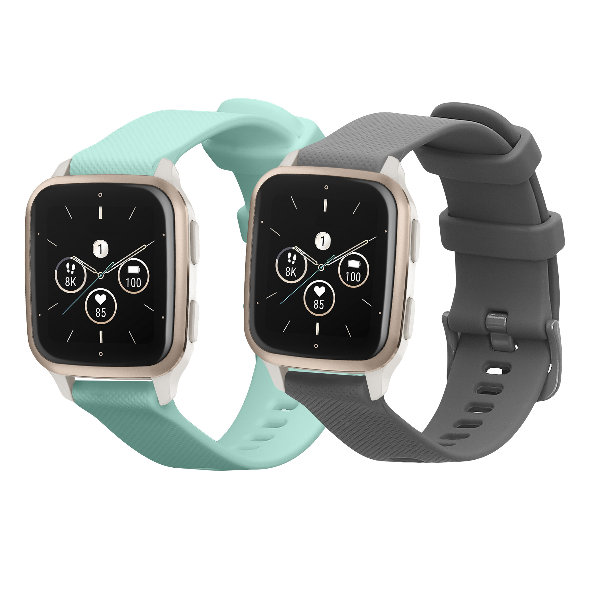 2 ks Řemínek kwmobile pro Garmin Venu Sq 2 Music / Sq 2 / Vivoactive 6 / Vivoactive 5 - šedá / mintová