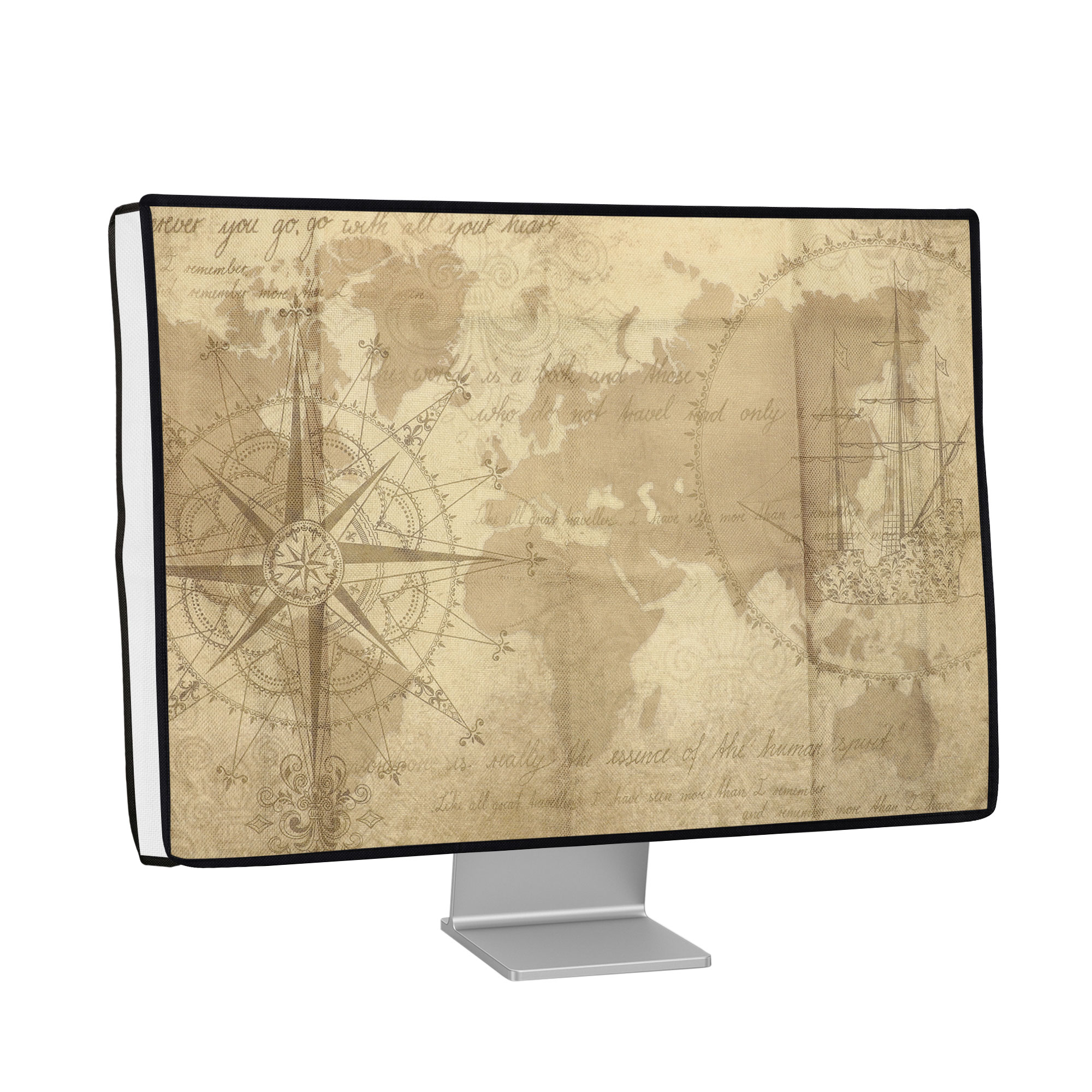 Ochranný kryt proti prachu pro 27-28" monitor kwmobile - cestovní vintage hnědá / světle hnědá