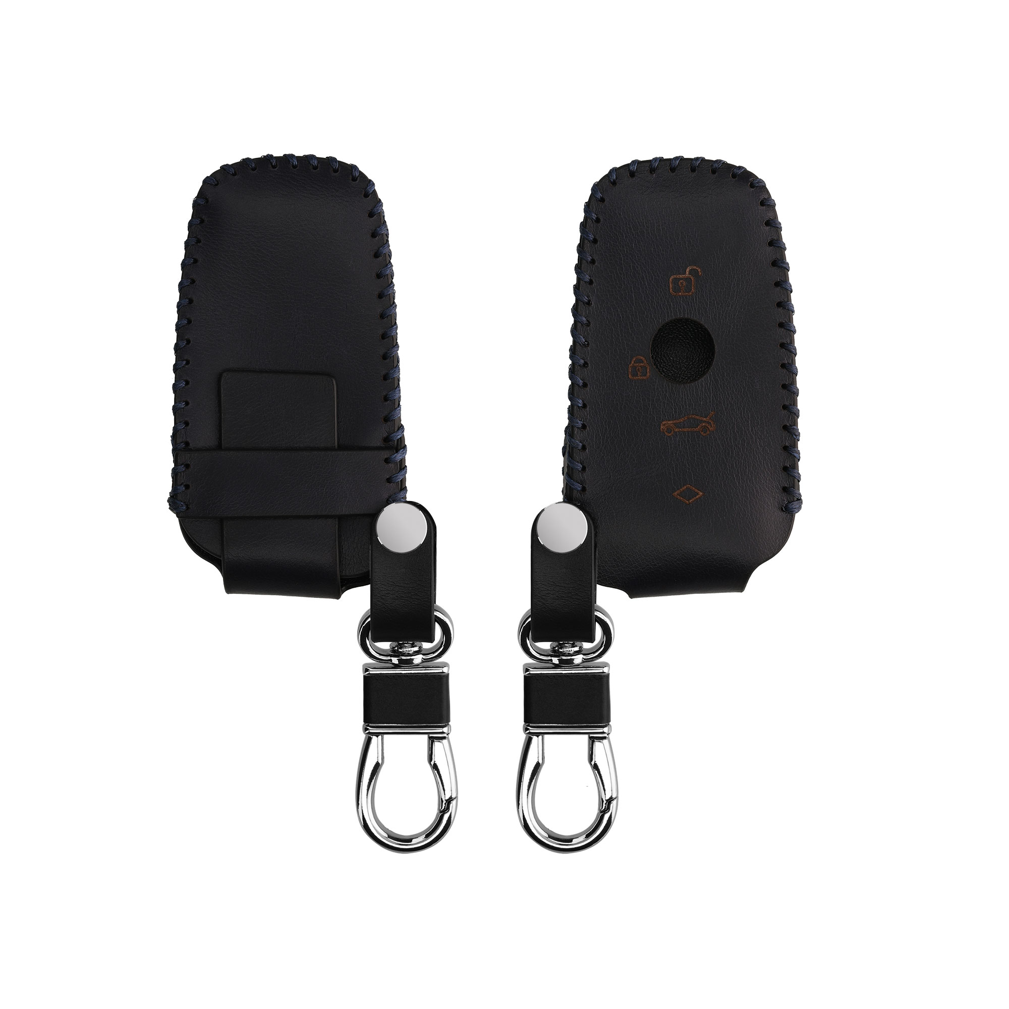 Kožené pouzdro na klíč od auta BMW 3 tlačítka Keyless Go Genuine Leather tmavě modré