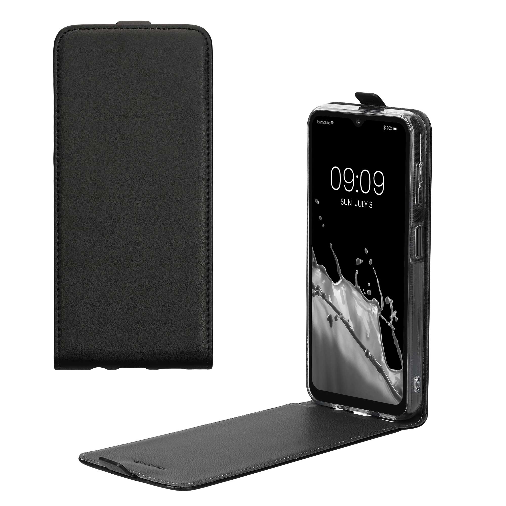 Flip pouzdro Samsung Galaxy A14 5G kwmobile PU kůže vertikální s magnetem Černá