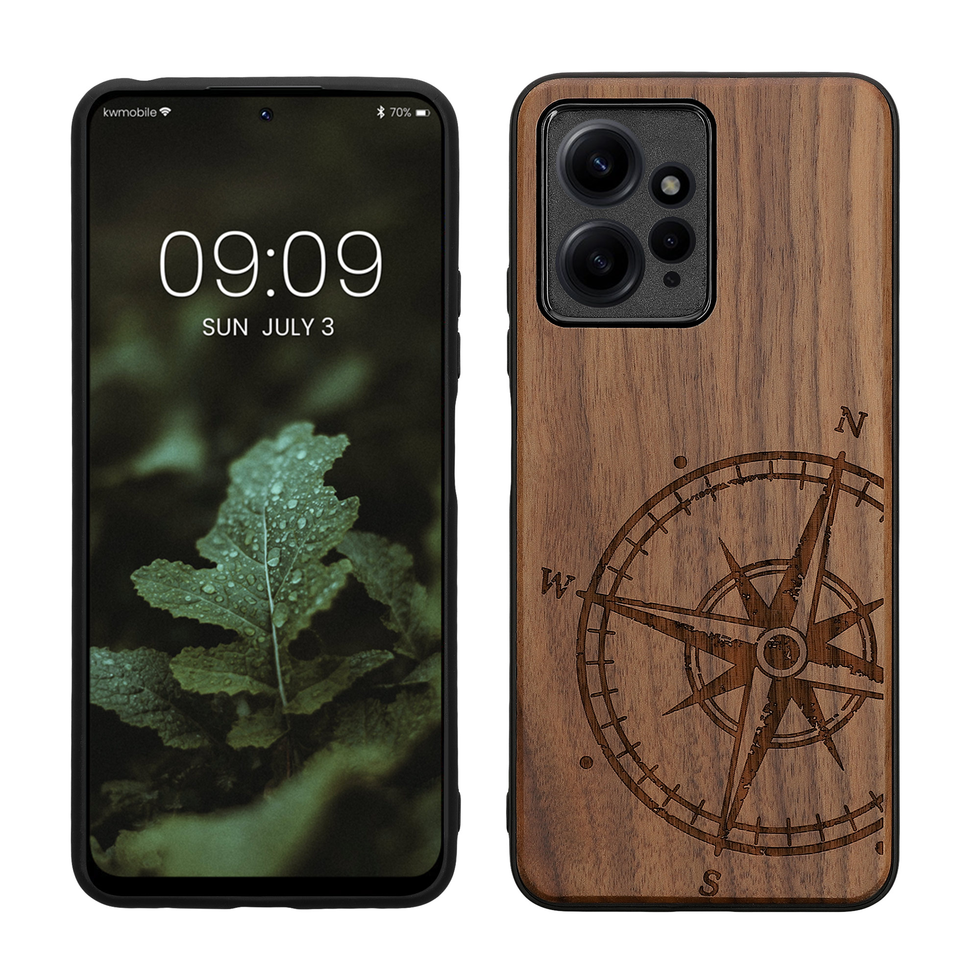 Dřevěný kryt Xiaomi Redmi Note 12 (4G) TPU nárazník tmavě hnědá kwmobile