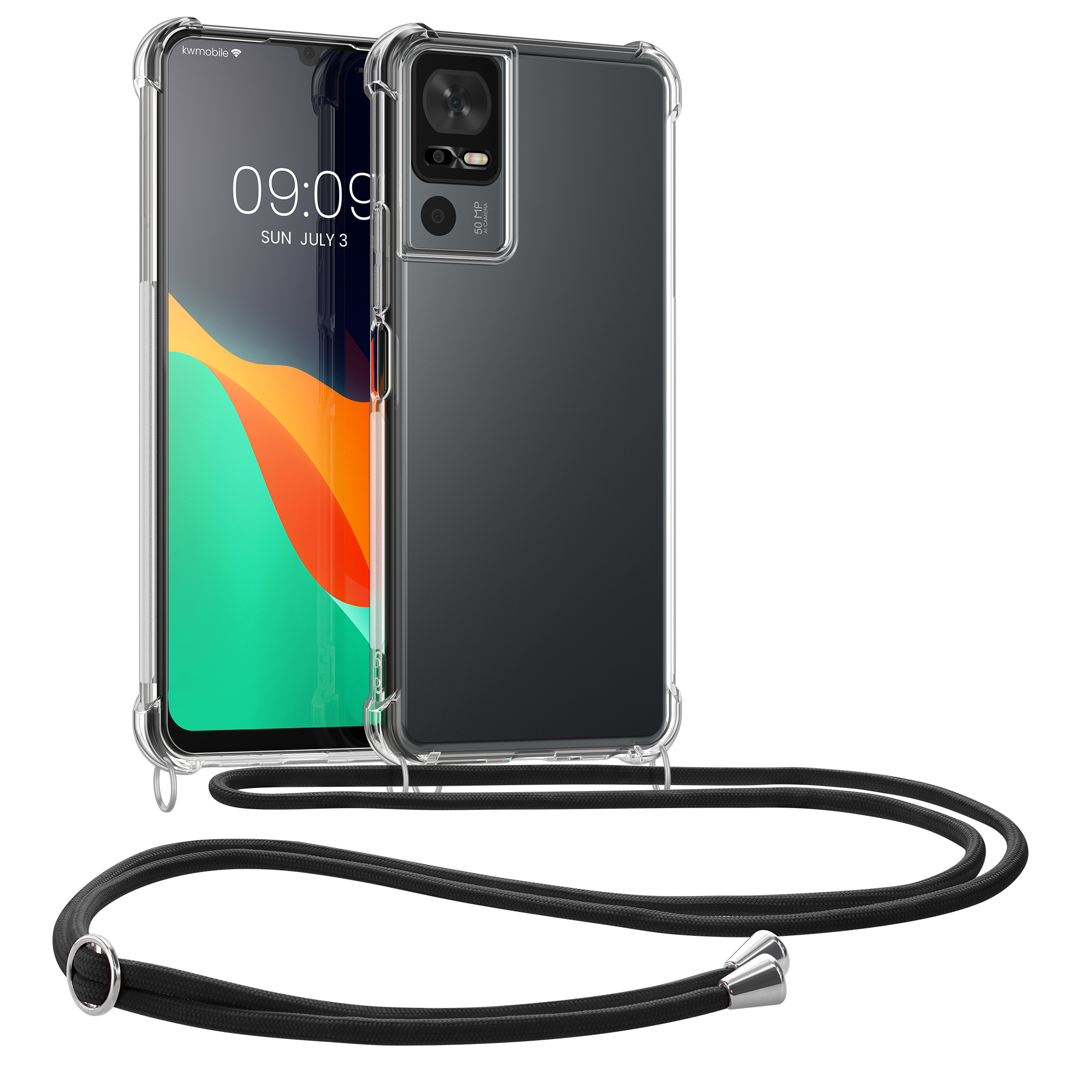 Pouzdro s popruhem (crossbody) pro TCL 40 SE kwmobile TPU - transparentní / černá