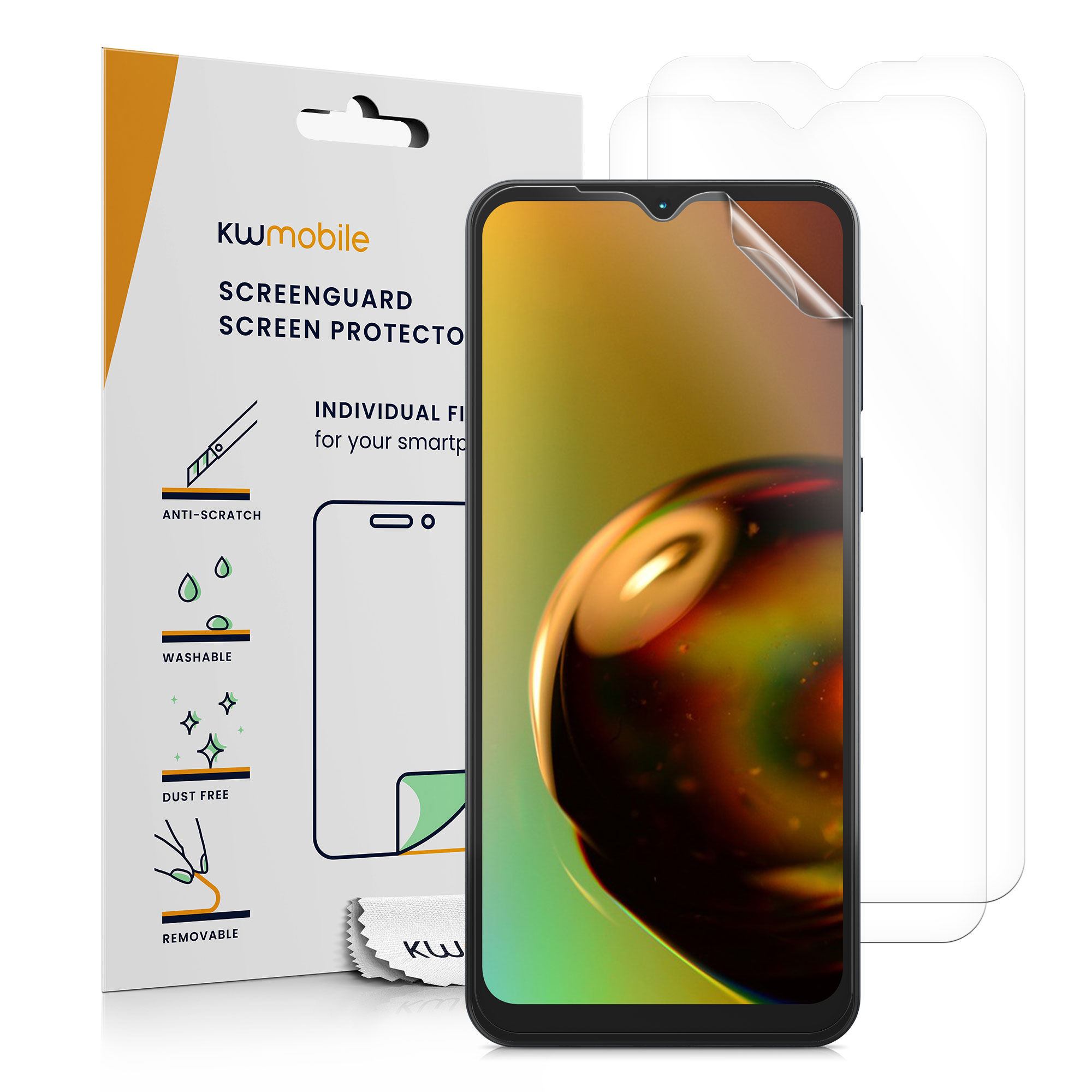 Ochranné fólie na displej pro Motorola Moto E13 kwmobile - sada 3 čirých ochranných fólií na telefon