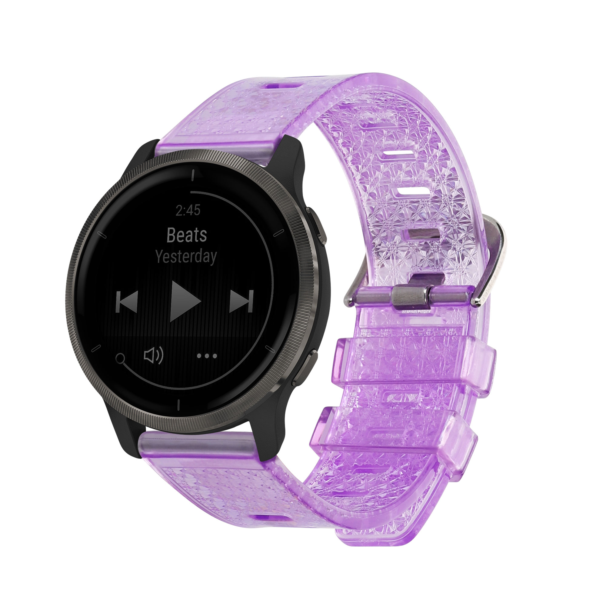 Řemínek Garmin 20mm vivomove sport/vivomove 3/Venu 2 Plus/Sq... 20mm kwmobile TPU fialový/čirý
