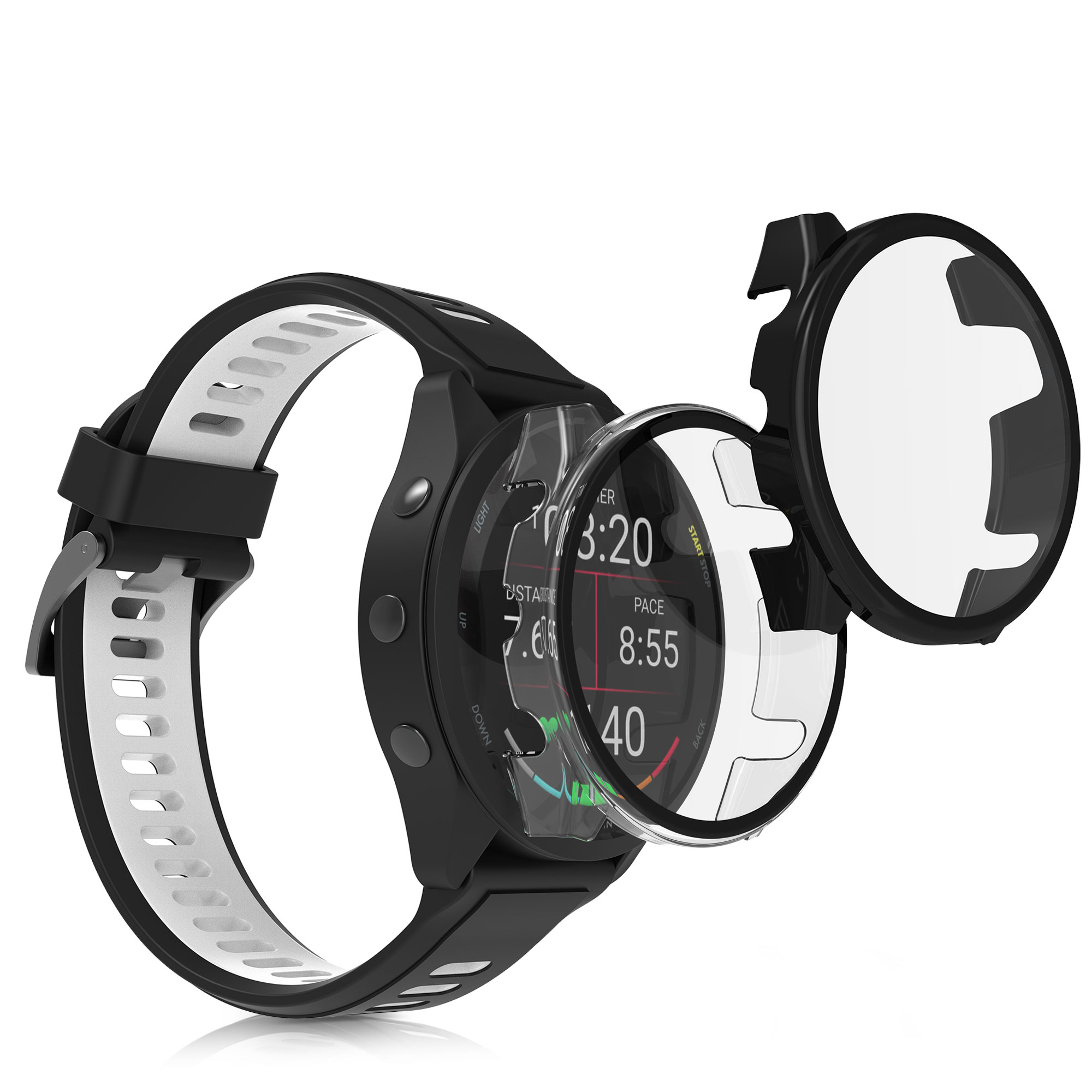 2x obal s ochranným sklem pro Garmin 18mm Forerunner 265S kwmobile - černá / transparentní
