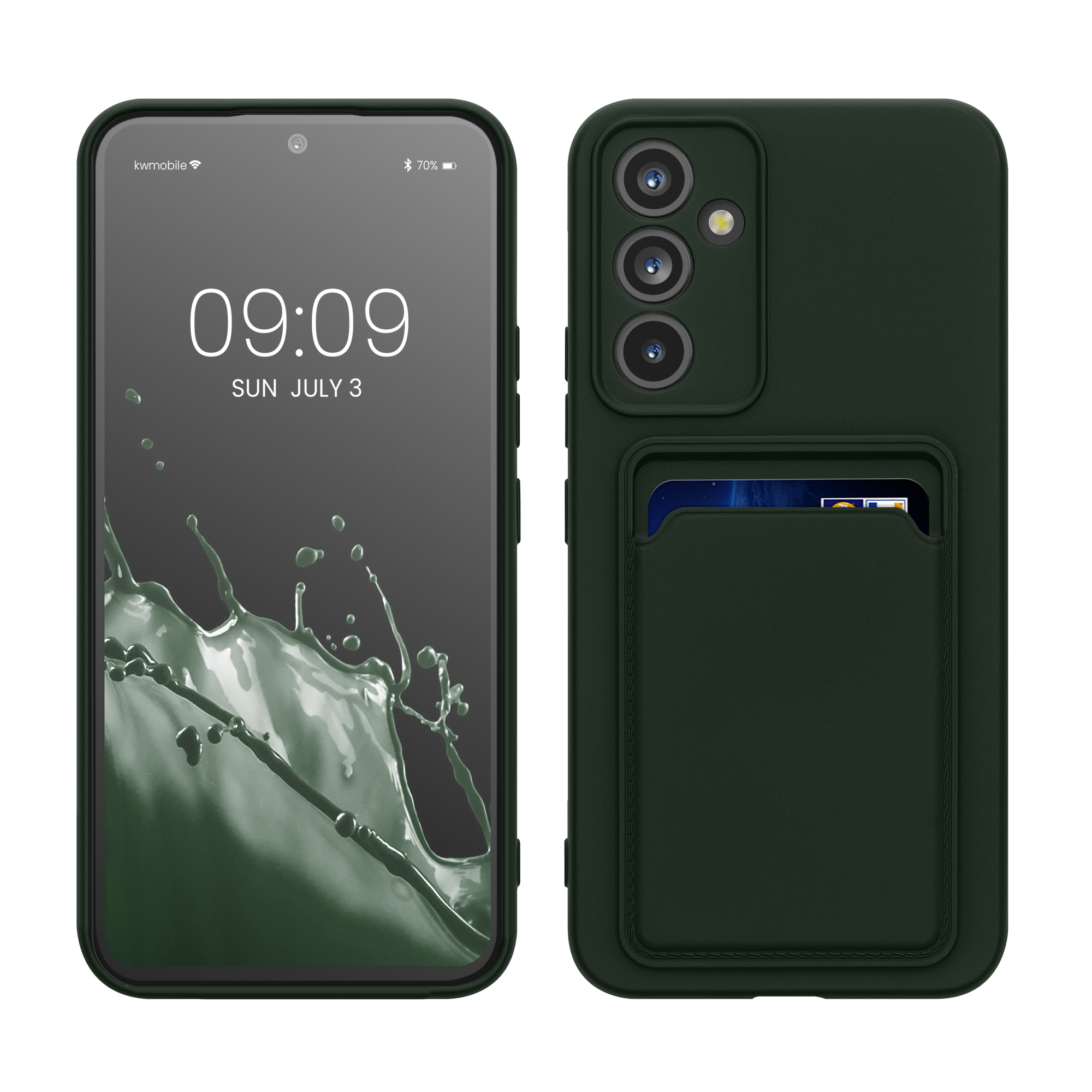 Kryt na mobil Samsung Galaxy A54 5G kwmobile TPU s přihrádkou na kartu Tmavě zelená